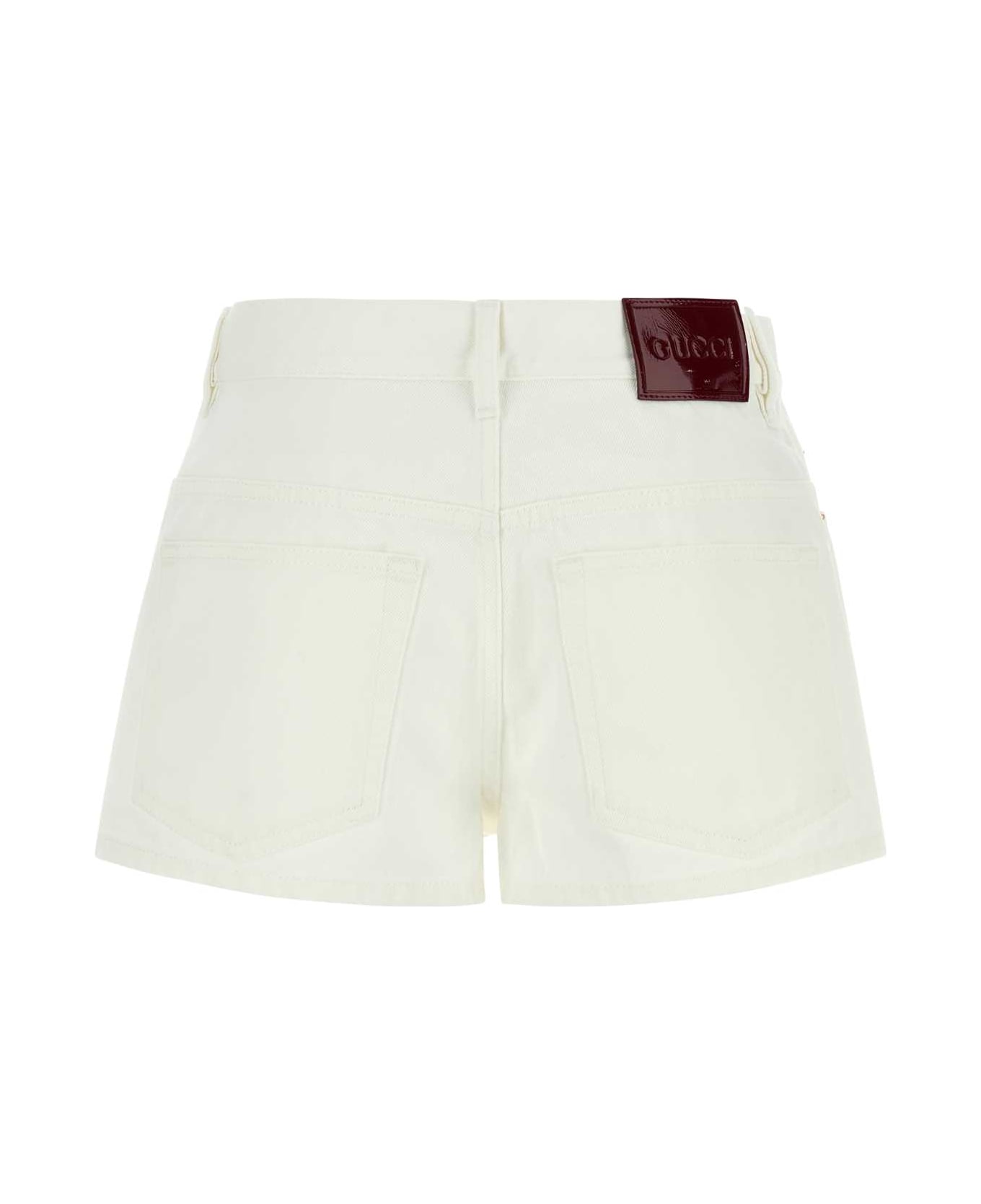 Gucci White Denim Shorts - NATURALWHITE