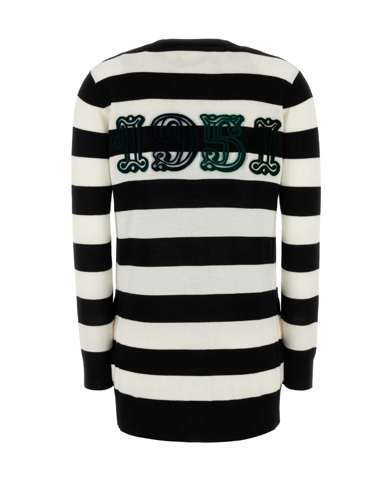 Max Mara Embroidered Wool Fiemme Cardigan - BIANCO NERO