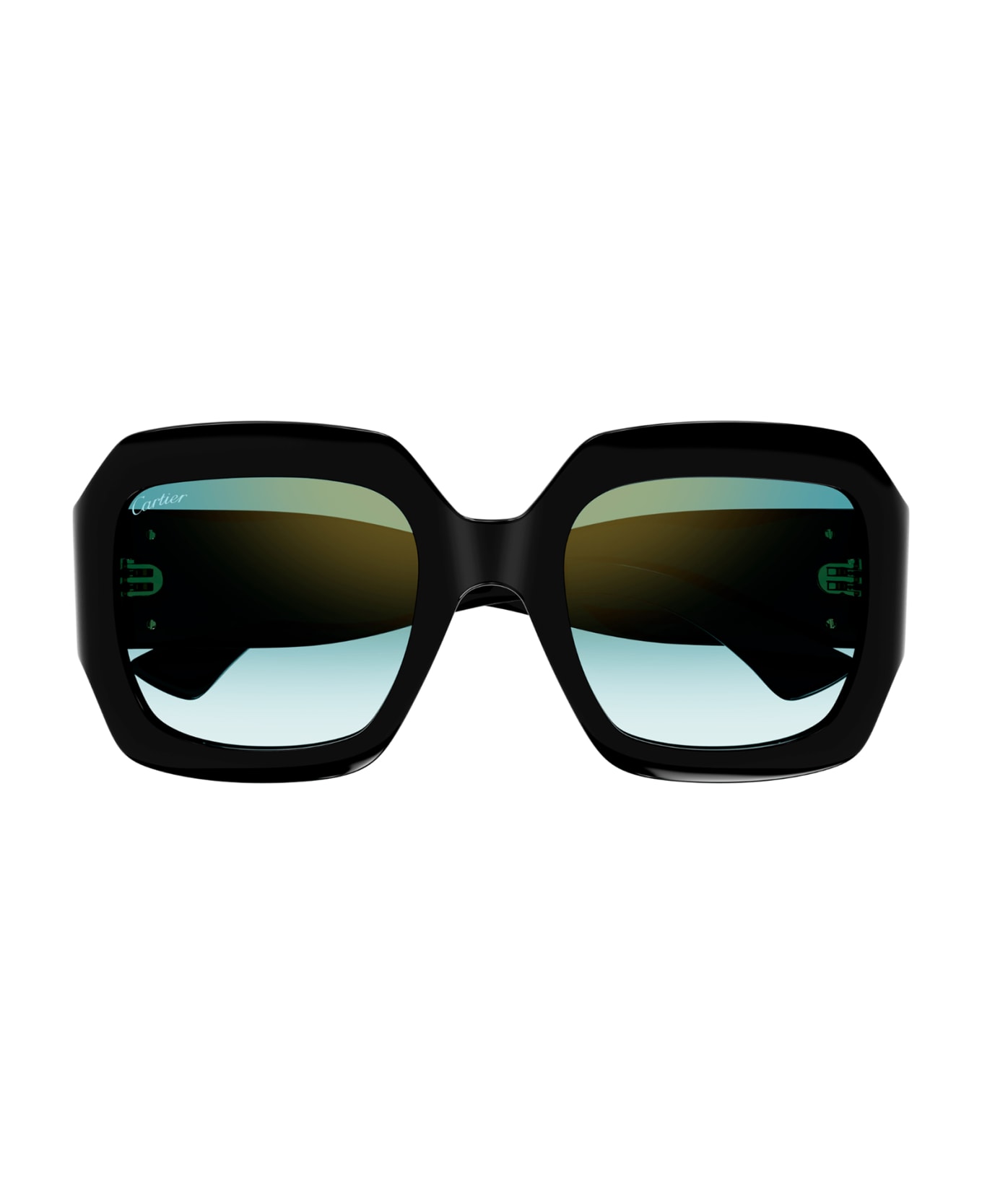 Cartier Eyewear Ct0434s Sunglasses - Black Black Green サングラス