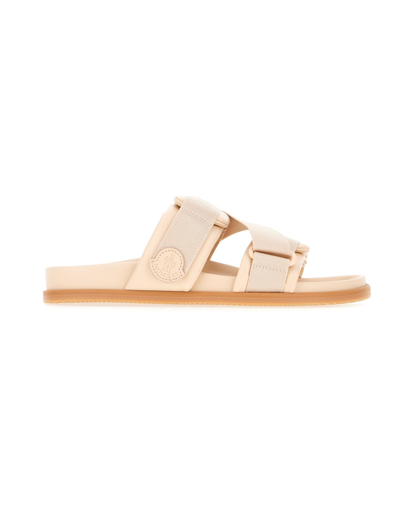 Moncler Pink Leather And Fabric Sandals - Pink