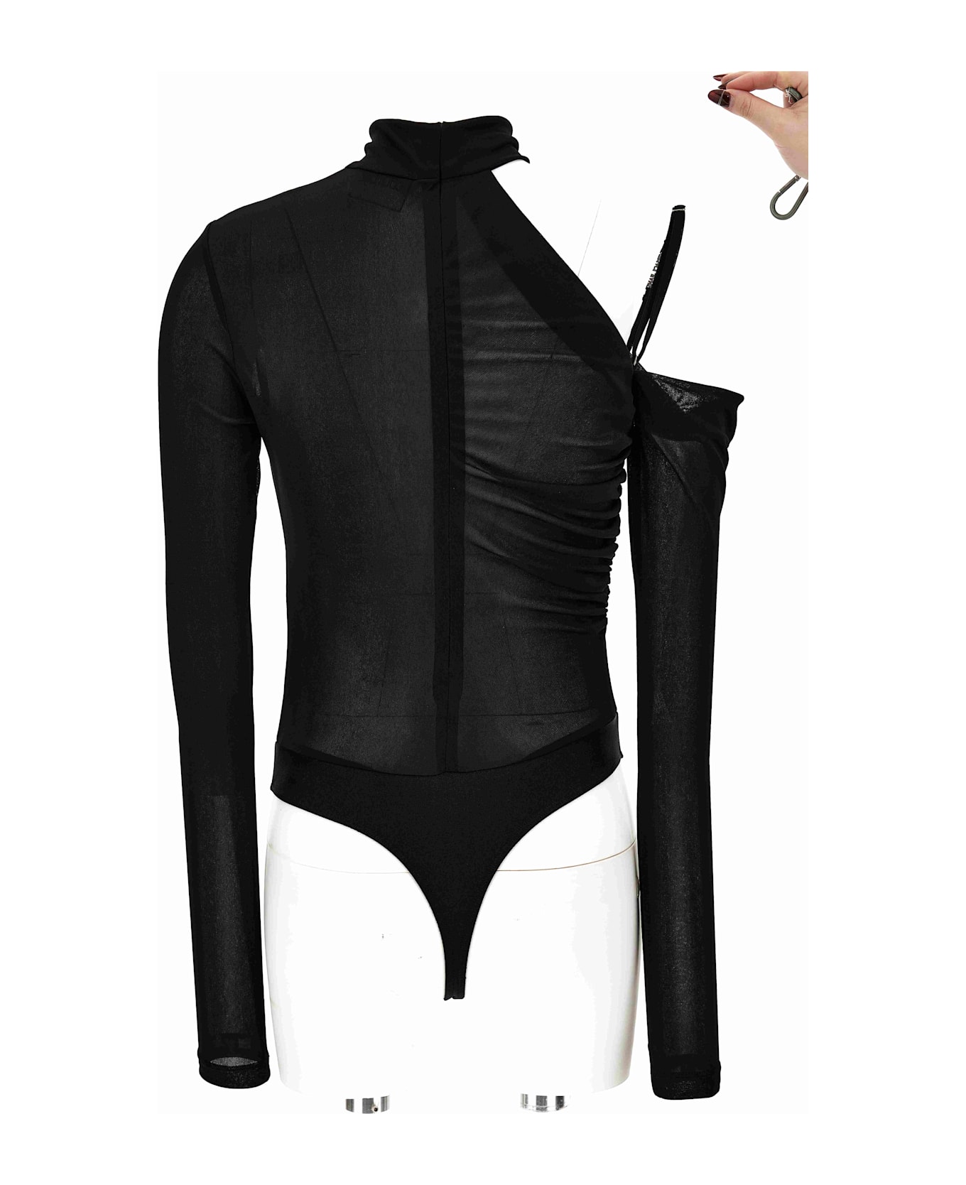 Versace Jeans Couture Black One-shoulder Long-sleeve Bodysuit - Black