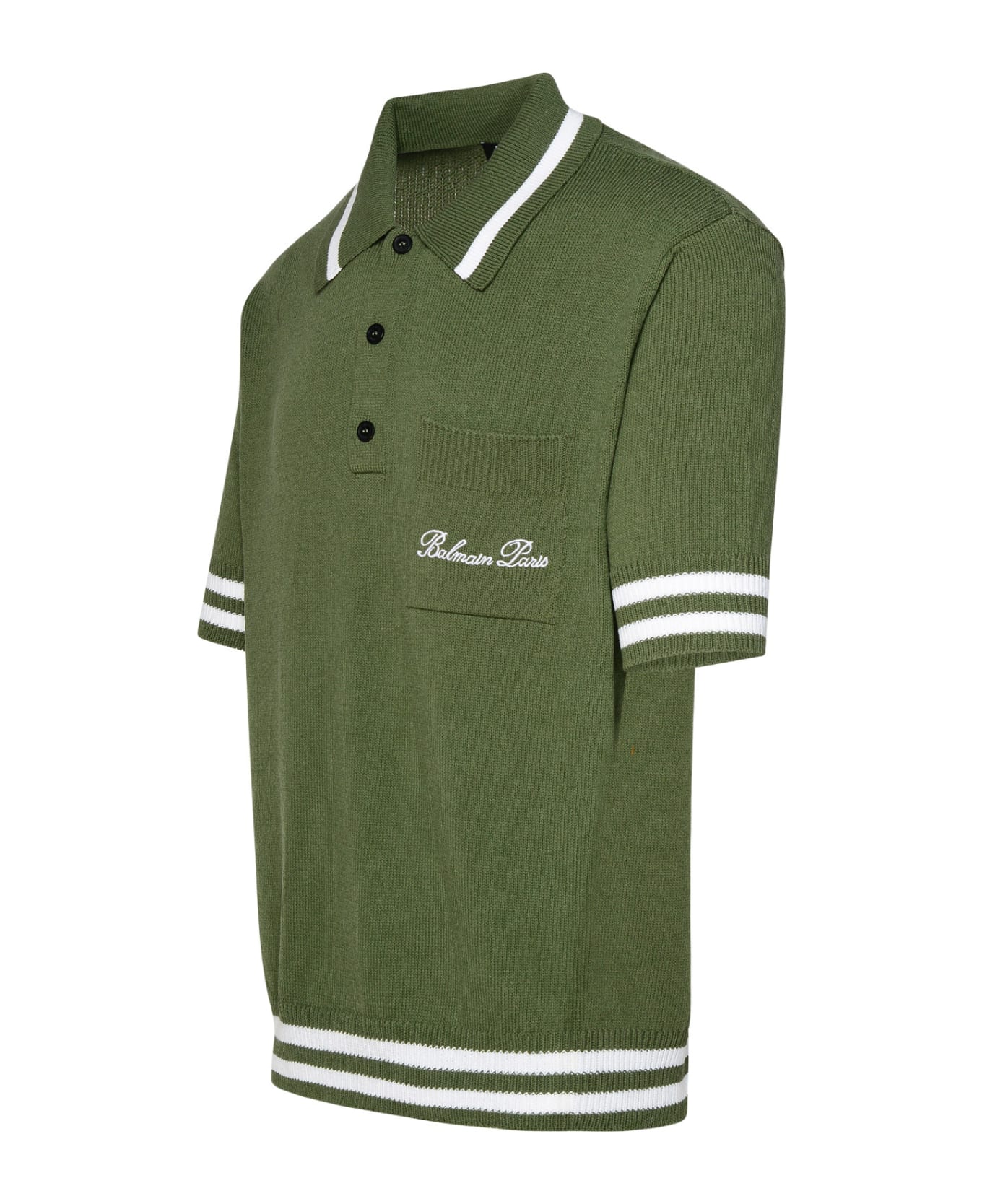 Balmain Polo Shirt In Green Cotton Blend - Green ポロシャツ