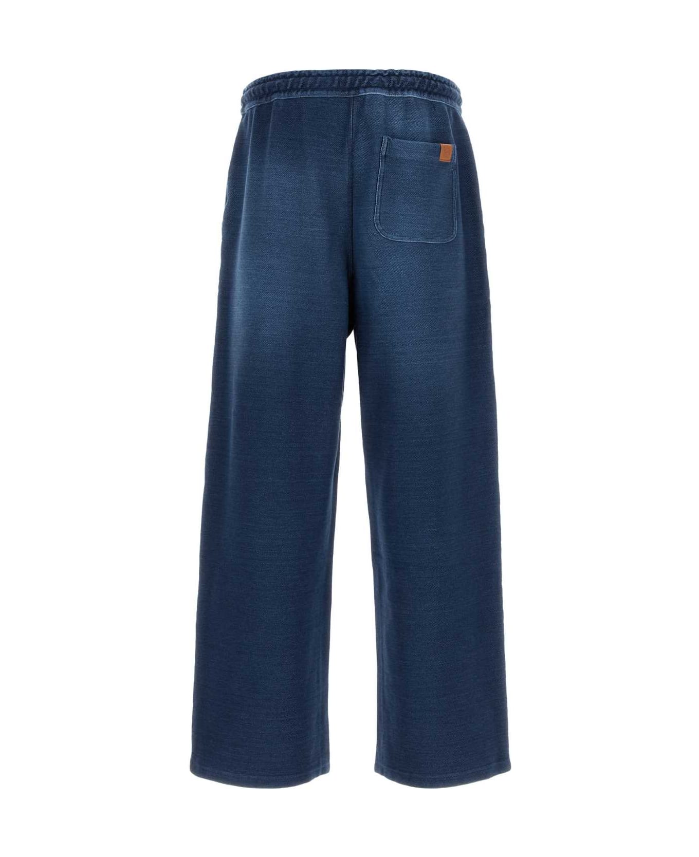 Denim Blue Stretch Cotton Joggers - Thumbnail 1