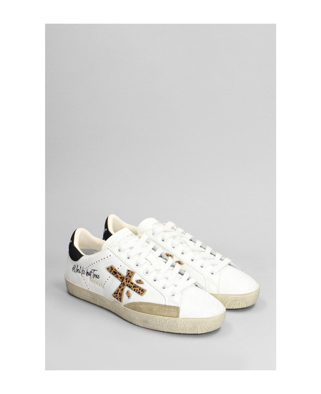 Premiata Steven Sneakers In White Leather - MULTICOLOUR