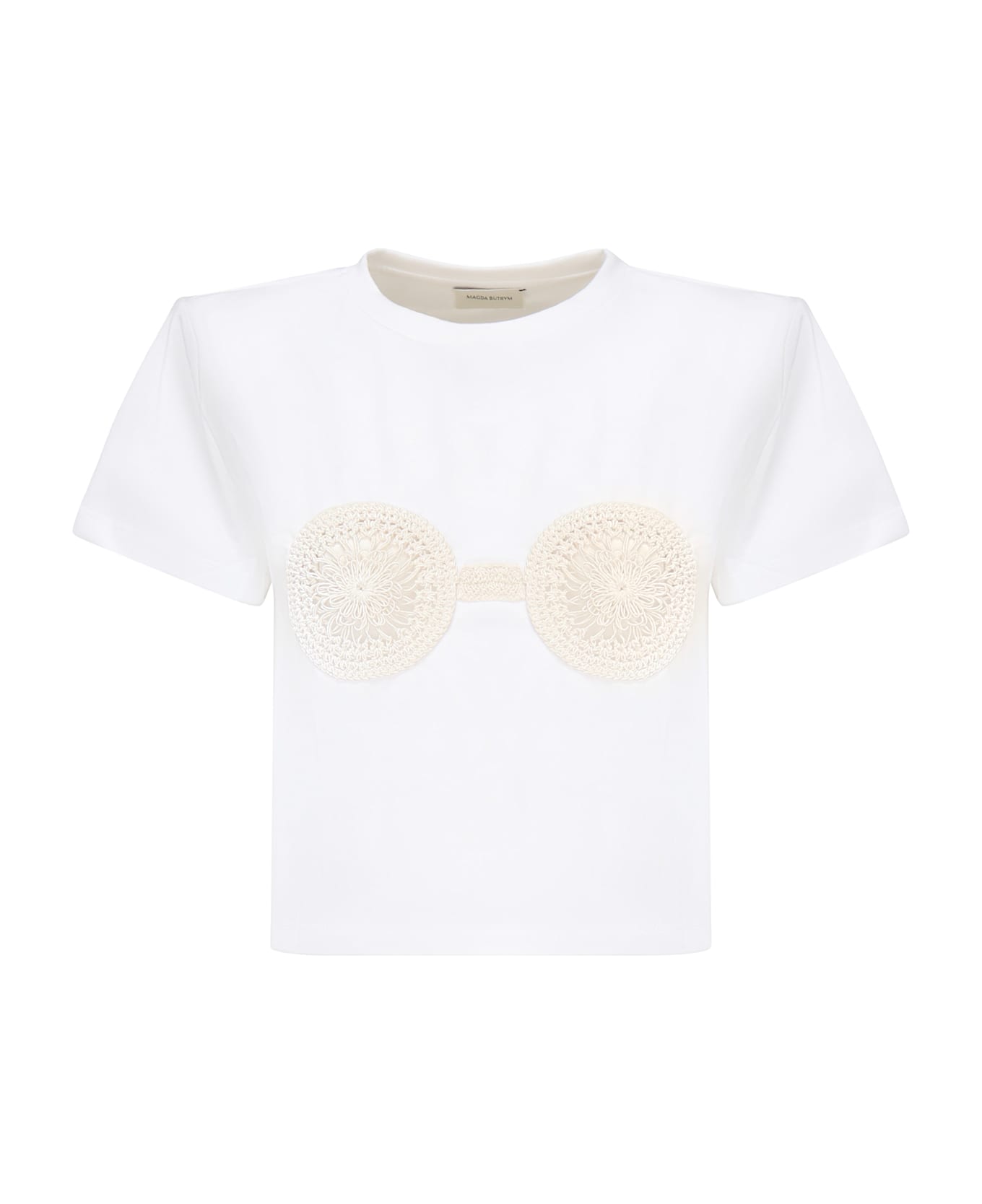 Magda Butrym Cropped T-shirt With Crochet Bra - White