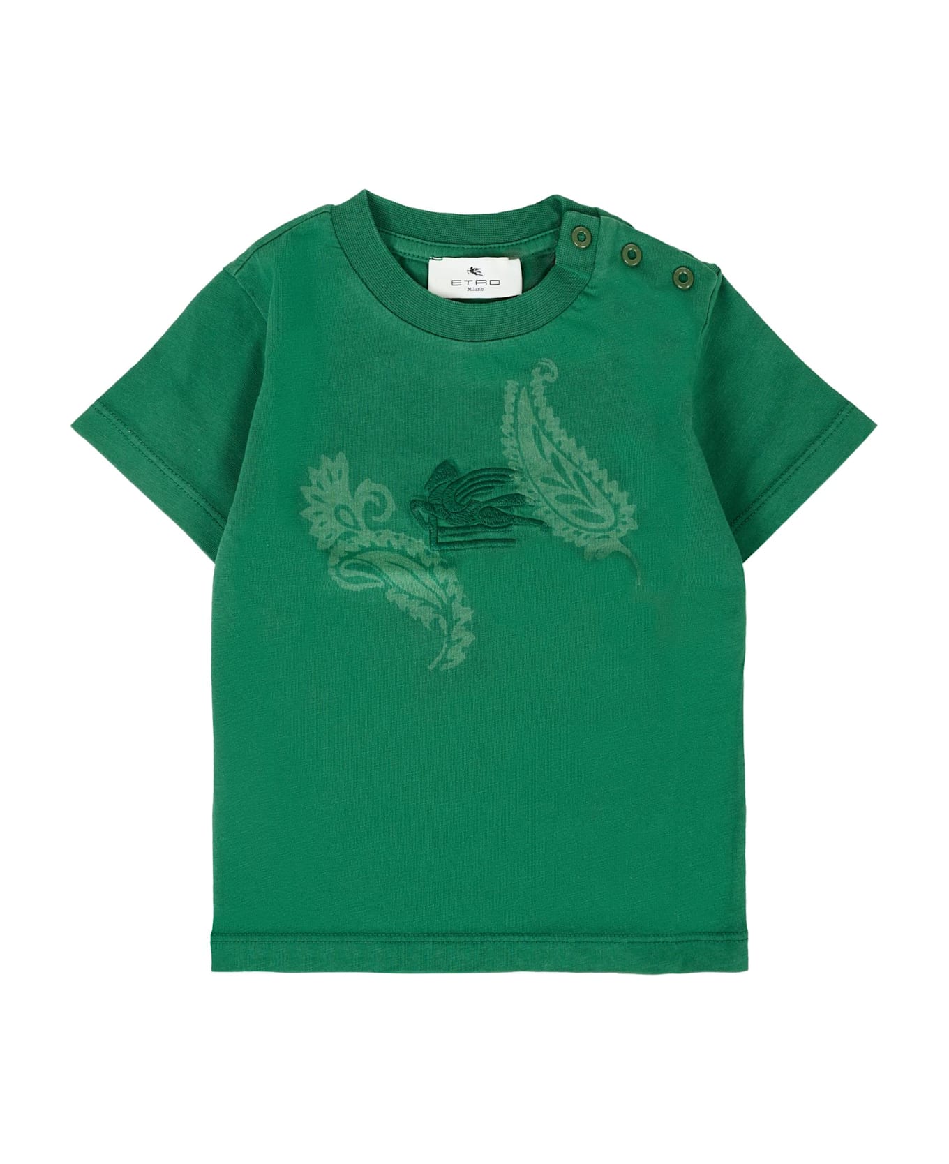 Etro Green T-shirt For Babykids With Pegasus - Green