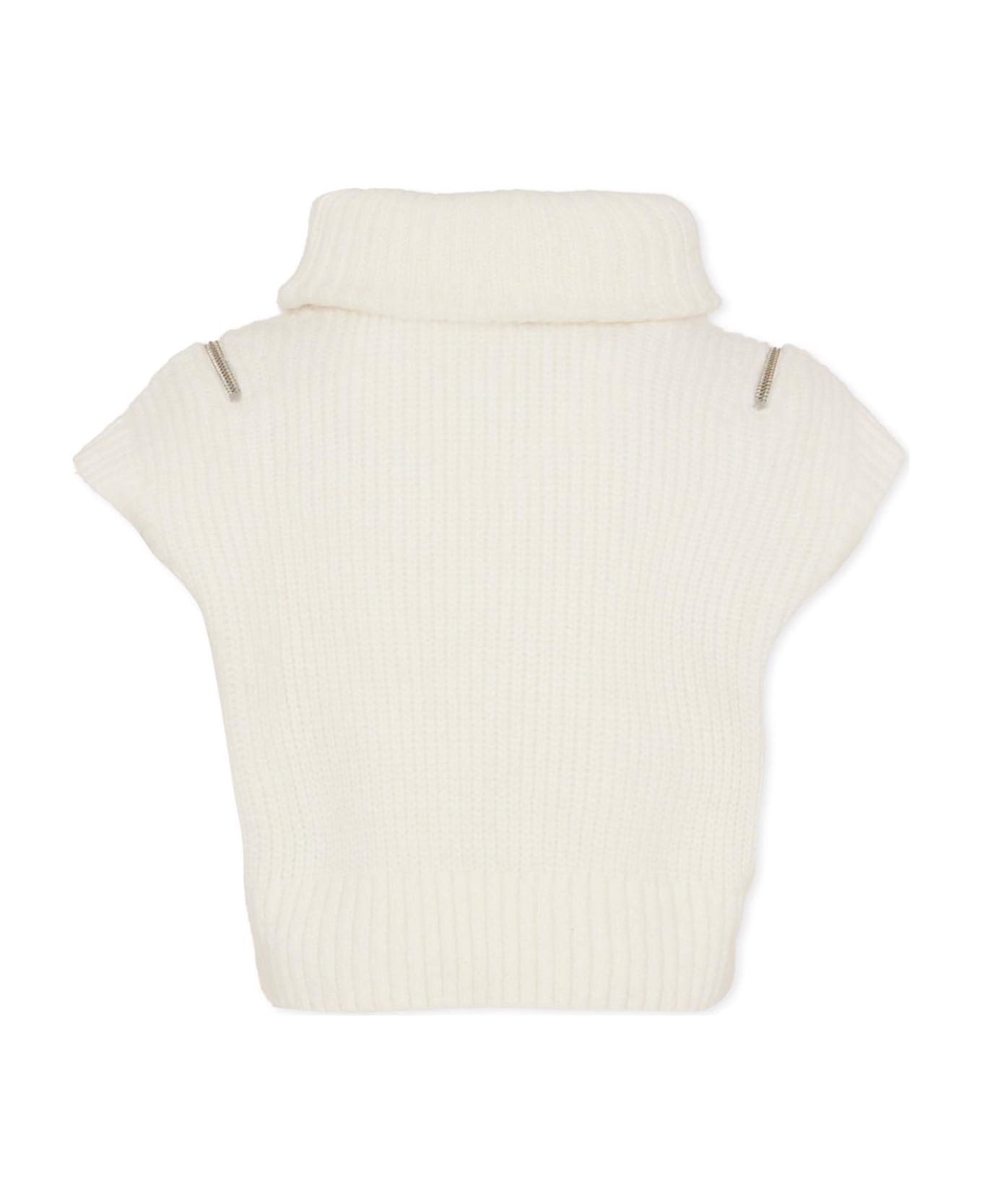 DKNY Ivory Crop Vest For Girl With Logo - White