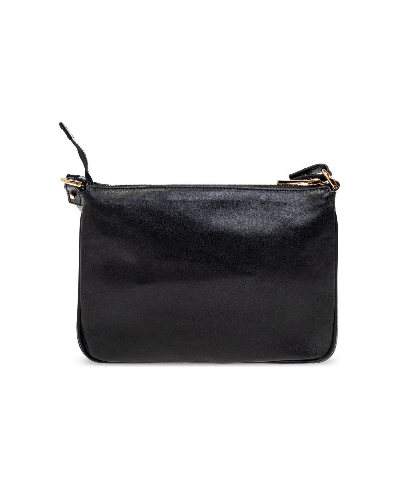 Versace Logo-lettering Zipped Shoulder Bag - BLACK
