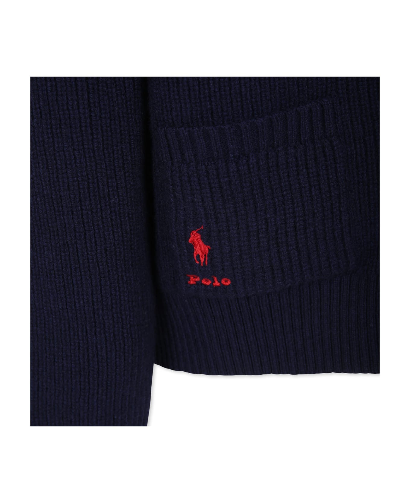 Ralph Lauren Blue Cardigan For Boy With Horse - Blue