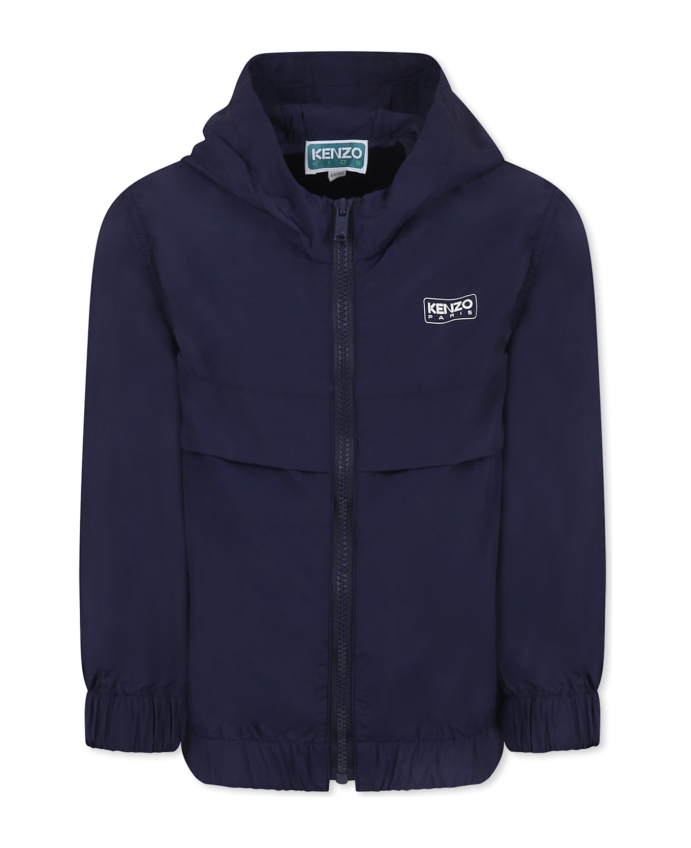 Kenzo Kids Blue Windbreaker Jacket For Kids With Logo - Blue