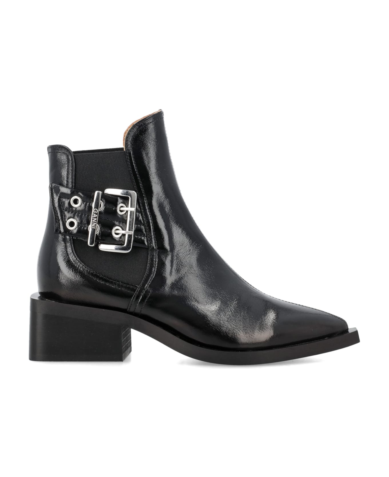 Ganni Chuncky Buckle Chelsea Boots - BLACK