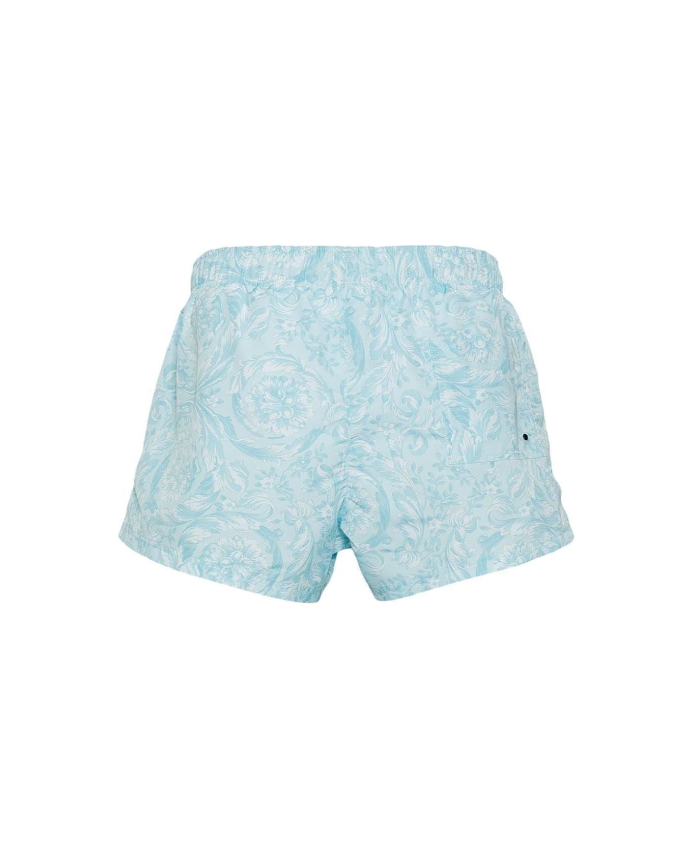 Versace Barocco-printed Drawstring Swim Shorts - Blue
