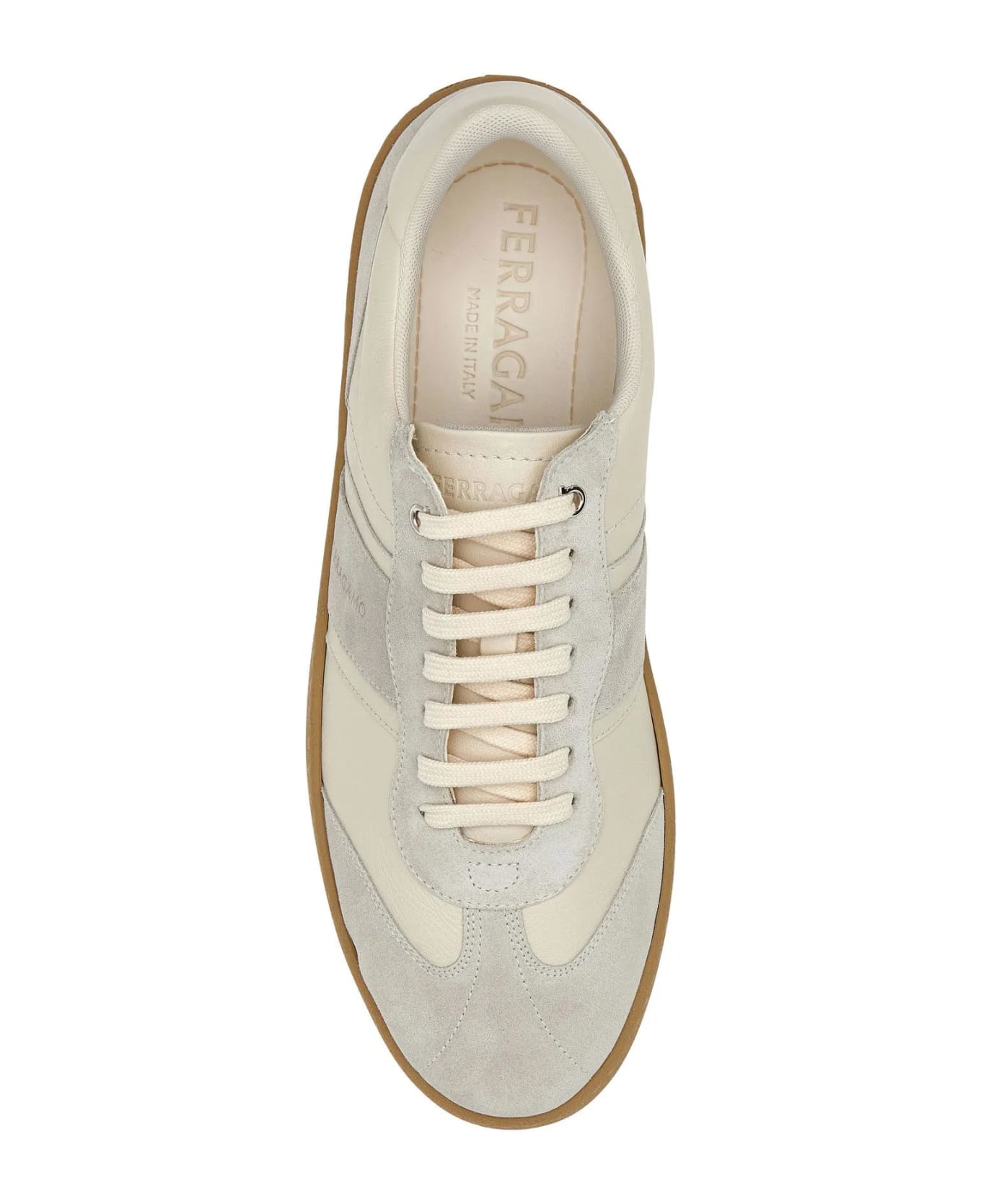 Ferragamo Two-tone Leather And Suede Achille Sneakers - White スニーカー
