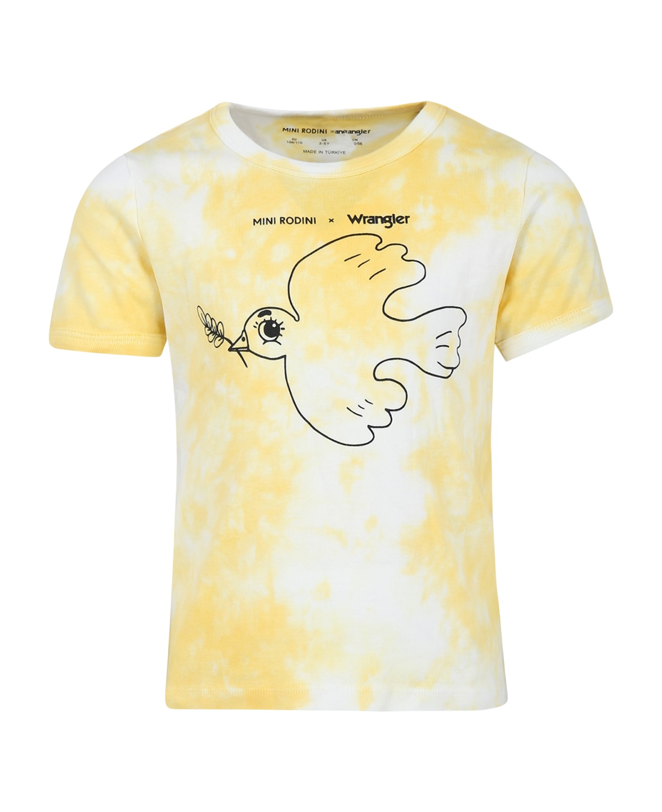 Mini Rodini Yellow T-shirt For Kids With Dove - Yellow Tシャツ＆ポロシャツ