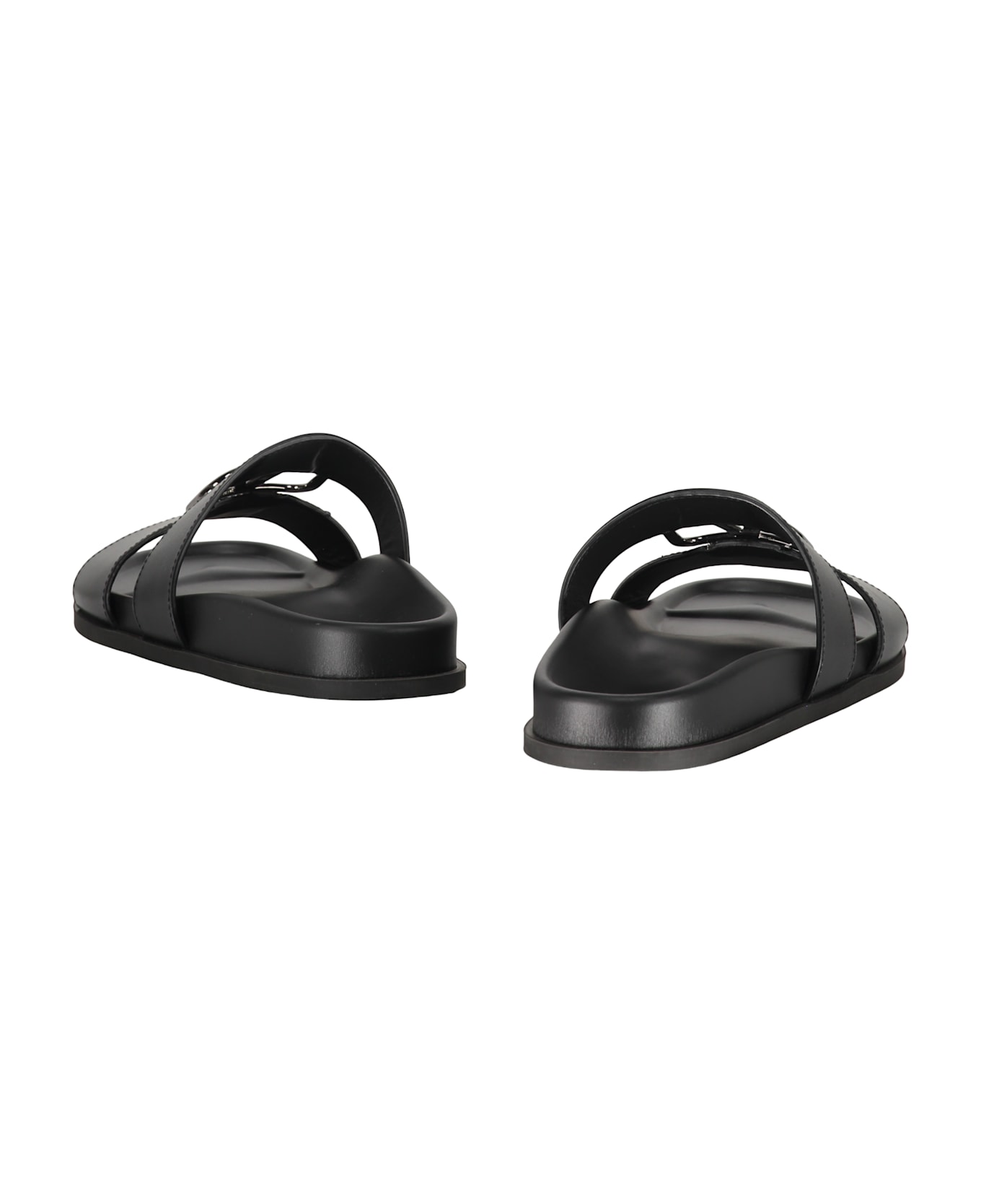 Valentino Garavani Leather Slides With Logo - black