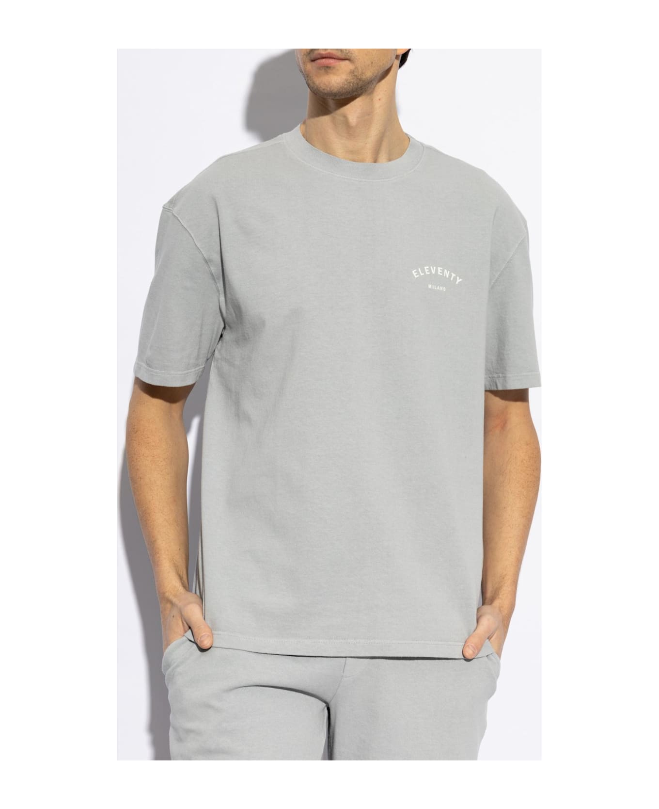 Eleventy T-shirt With Printed Logo - Denim