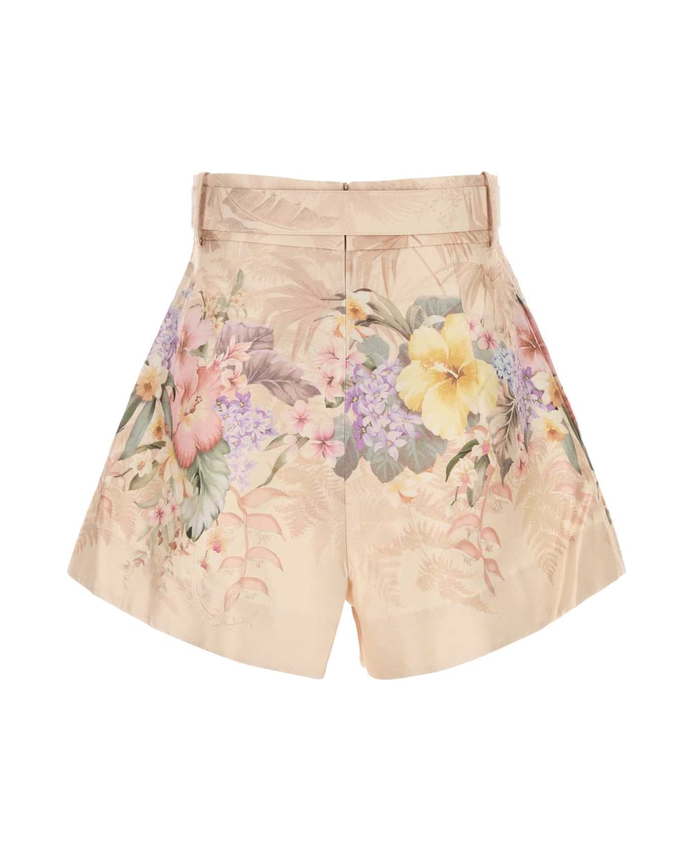 Zimmermann Printed Silk Blend Illuminate Shorts - IVORYTROPICAL