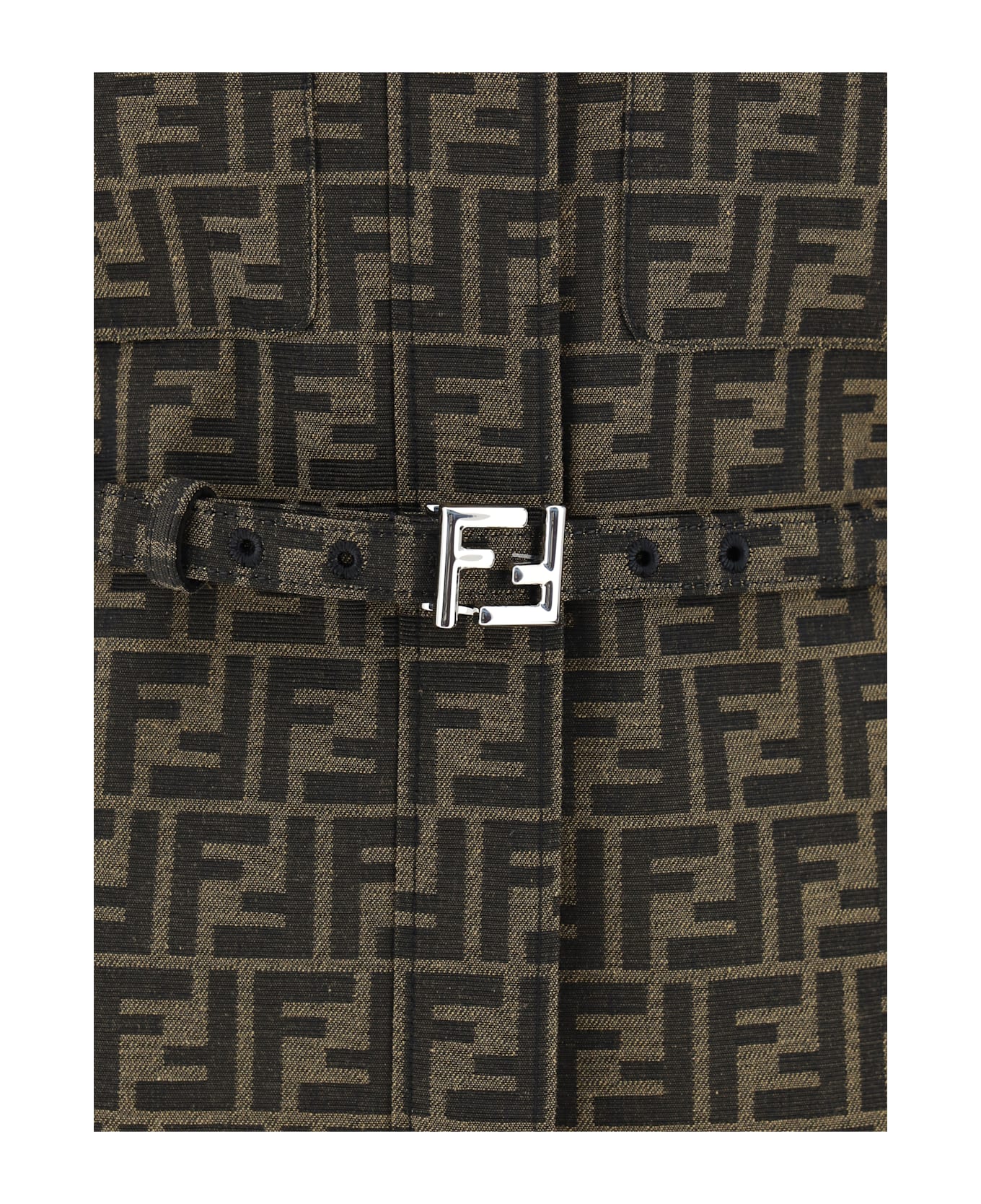 Fendi Embroidered Canvas Shirt - TABACCO