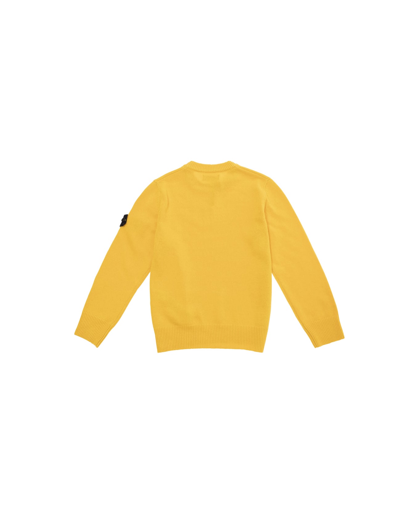Stone Island Junior Yellow Sweater With Logo Patch In Wool And Viscose Blend Boy - Yellow