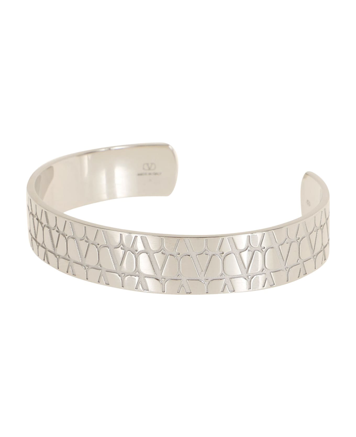 Valentino Garavani Silver Metal Vlogo Bracelet - Palladium