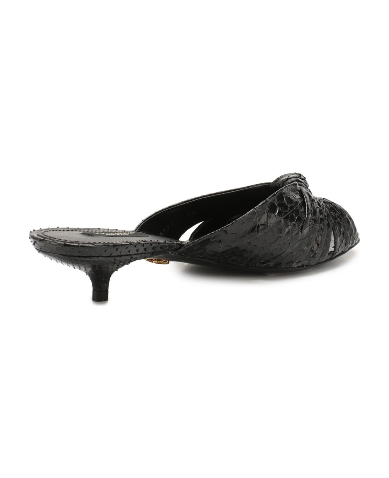 Dolce & Gabbana Python Leather Mules - Black