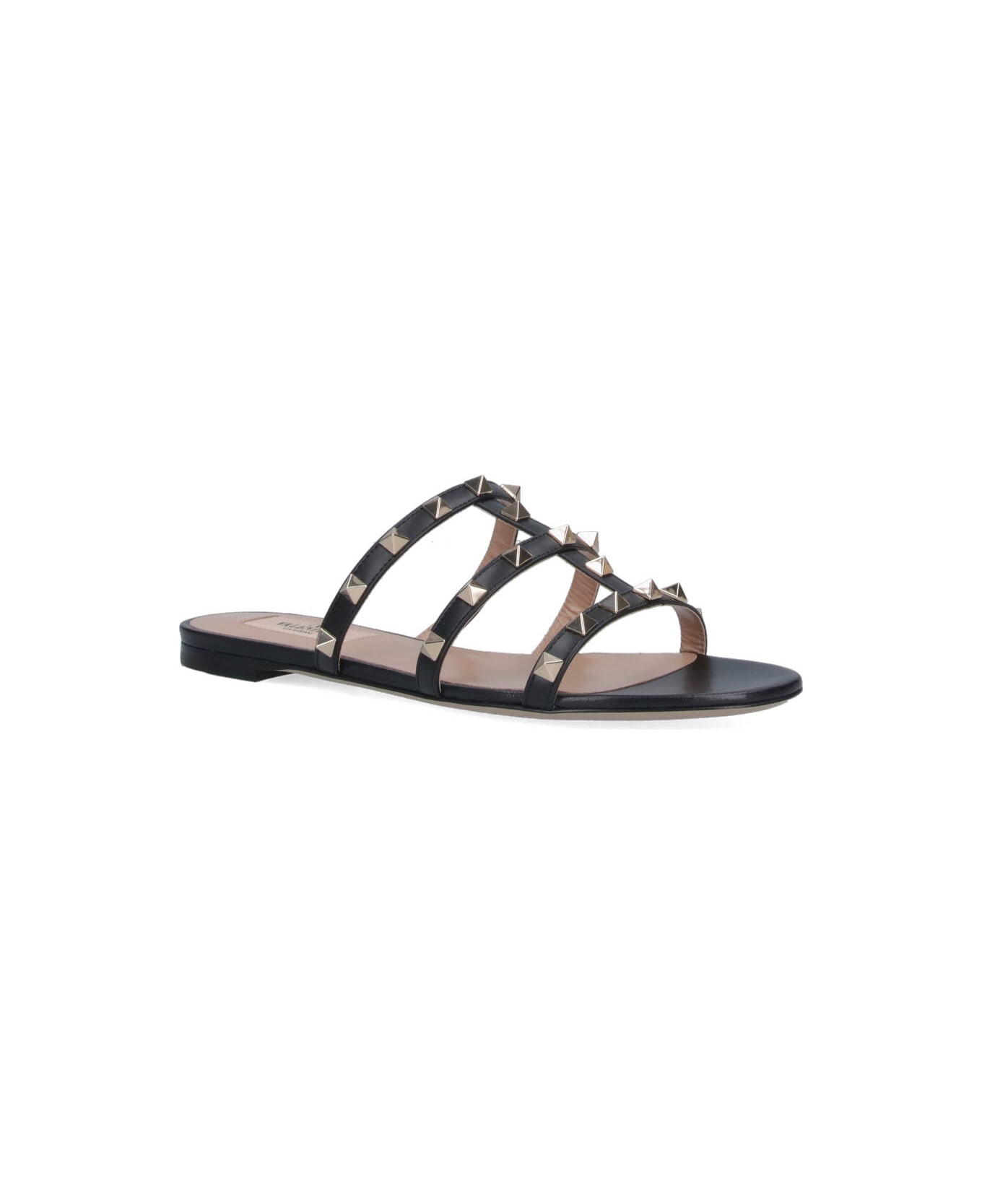 Valentino Garavani "rockstud" Slide Sandals - Black  