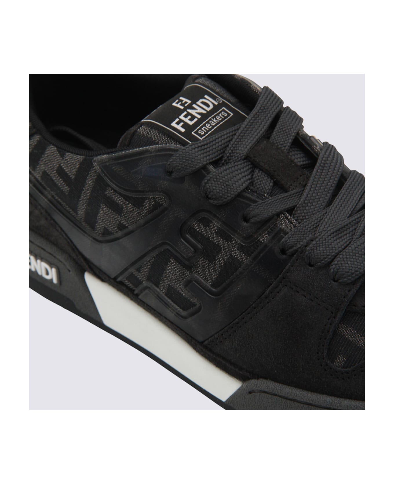 Fendi Black And Grey Leather Sneakers - NERO + GREY