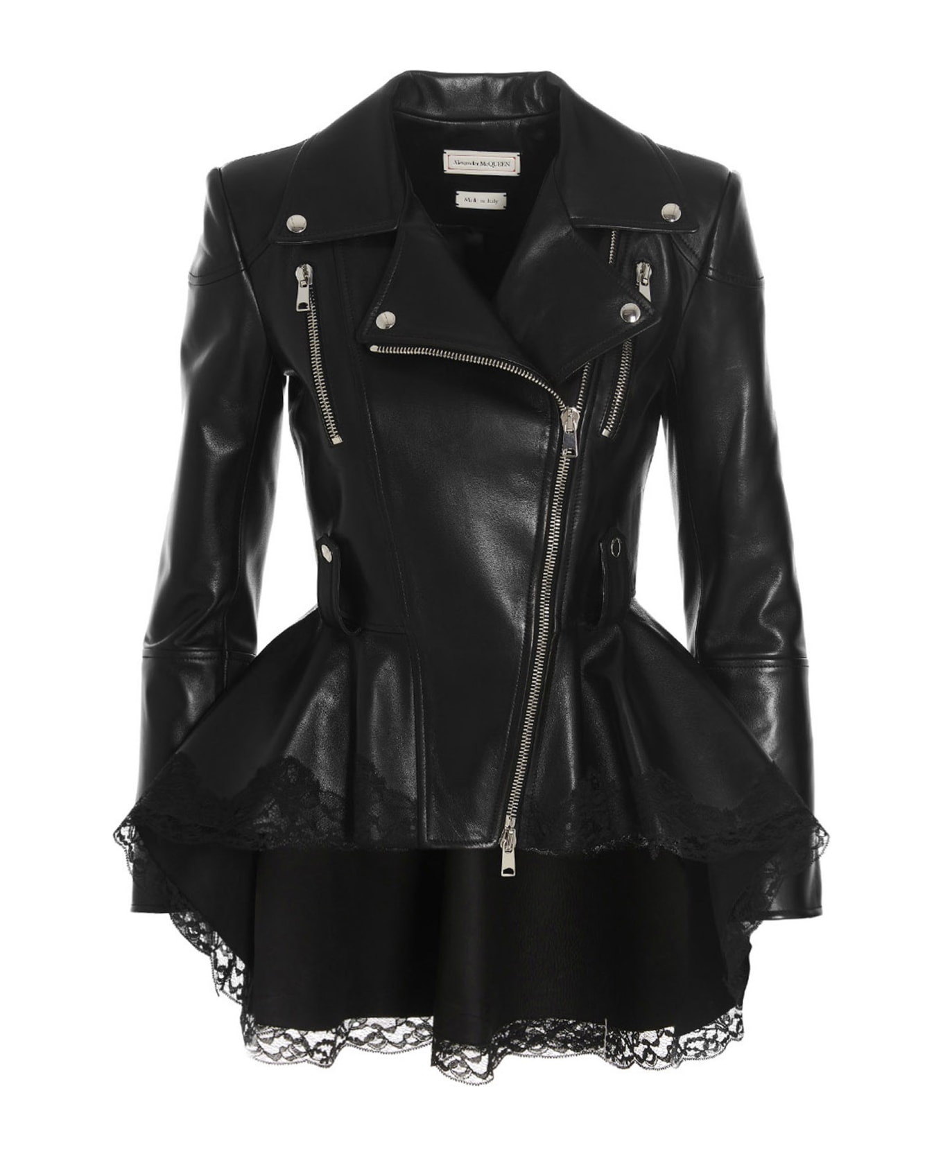 Alexander McQueen Lace Leather Jacket - Black  