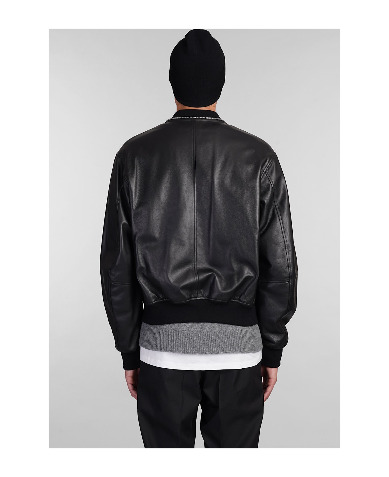 Jil Sander Bomber In Black Leather - black