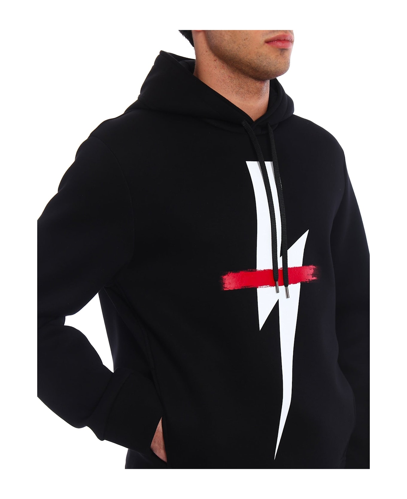 Neil Barrett Logo Hooded Sweatshirt - Black