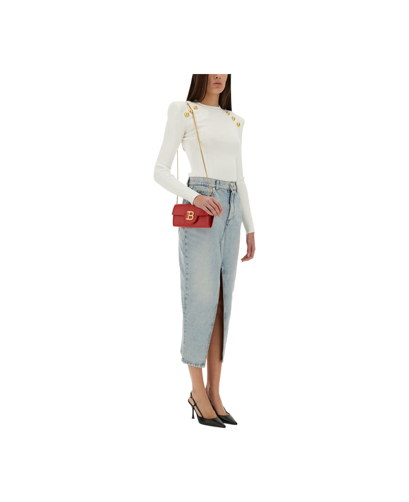 Balmain Denim Midi Skirt - DENIM