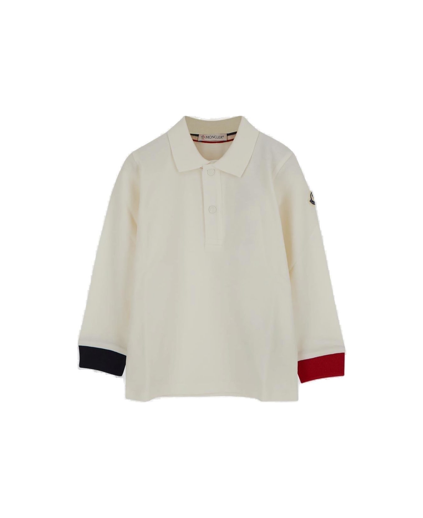 Moncler Button Detailed Long-sleeved Polo Shirt - IVORY