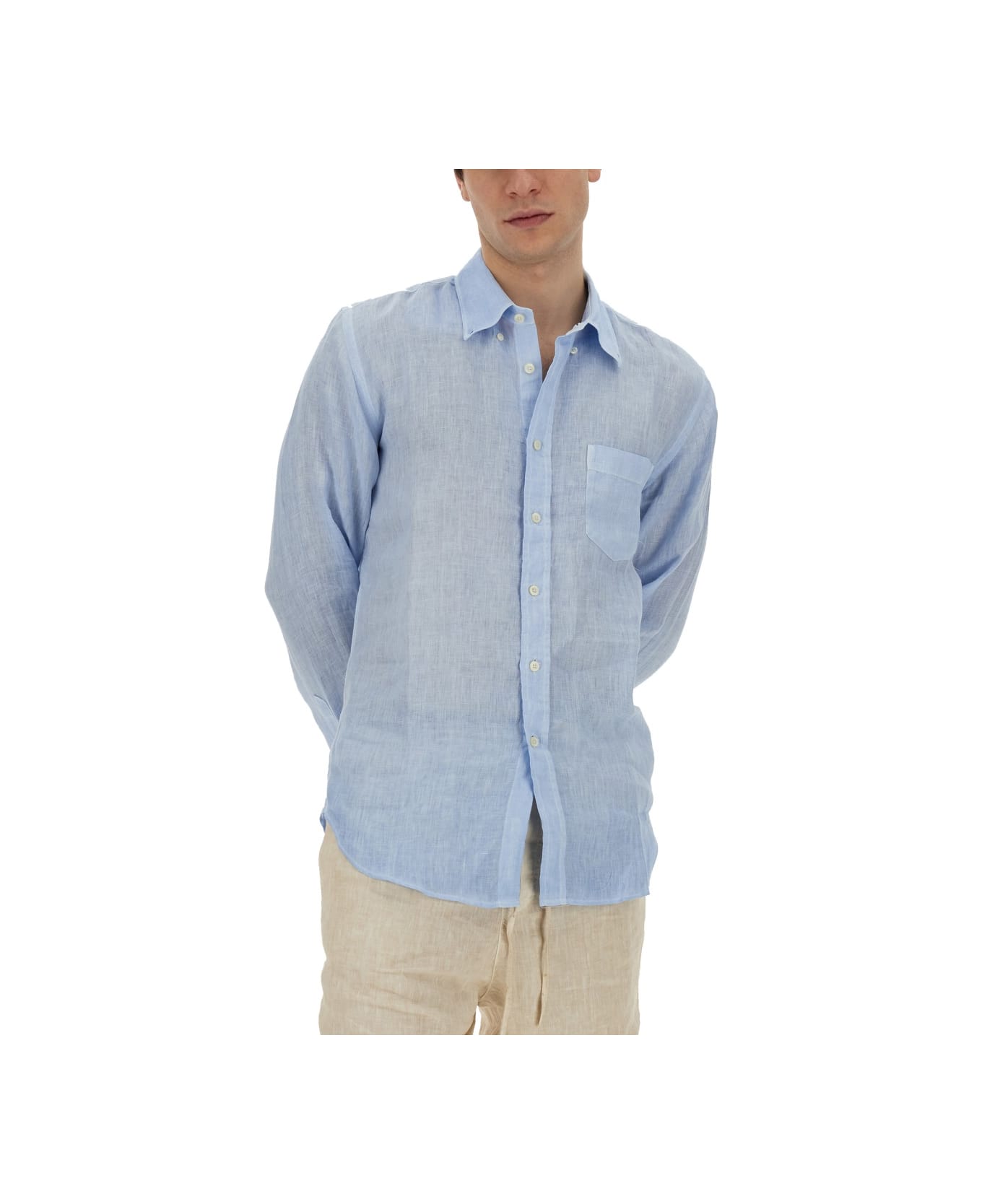 120% Lino Regular Fit Shirt - BABY BLUE シャツ