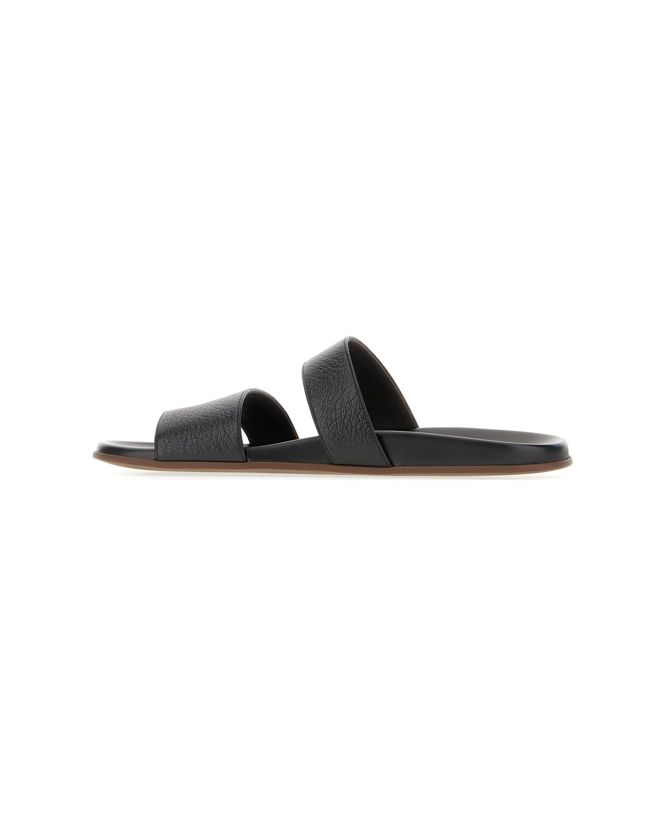 The Row Black Leather Thong Sandals - BLACK
