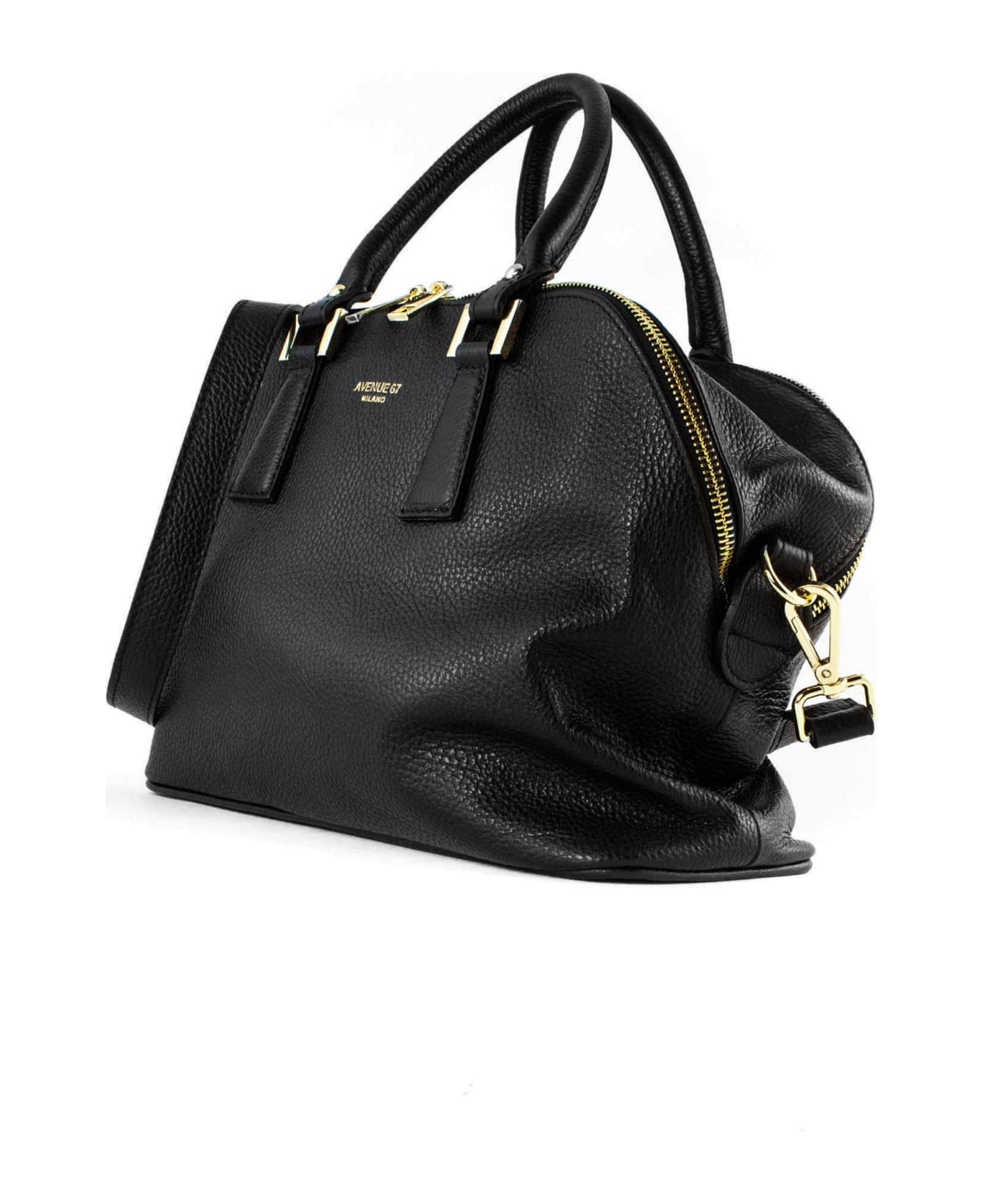 Avenue 67 Black Grained Soft Leather Bag Avenue 67 - BLACK