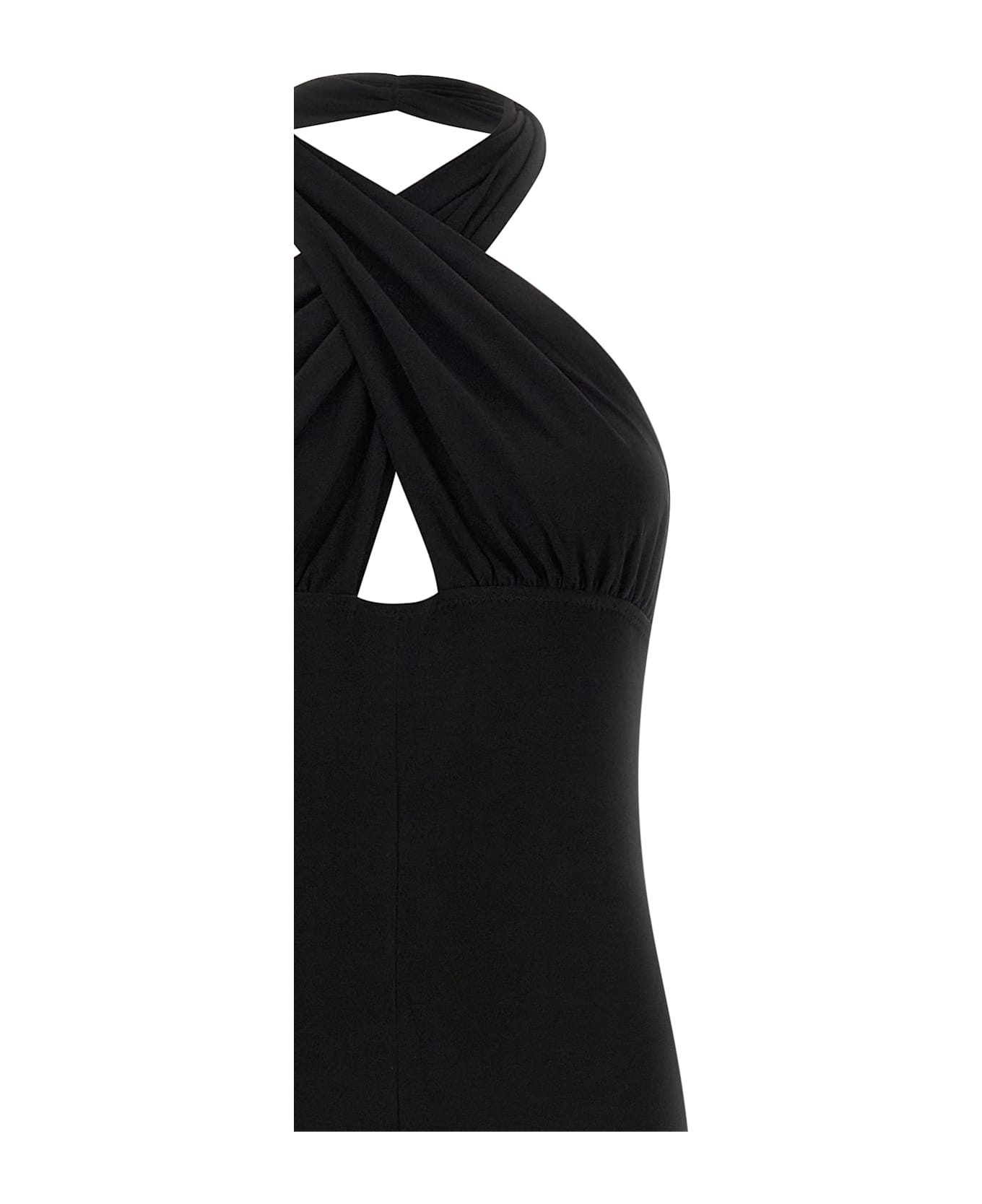 Norma Kamali 
cross Halter Straight Leg
 Jumpsuit - Black  