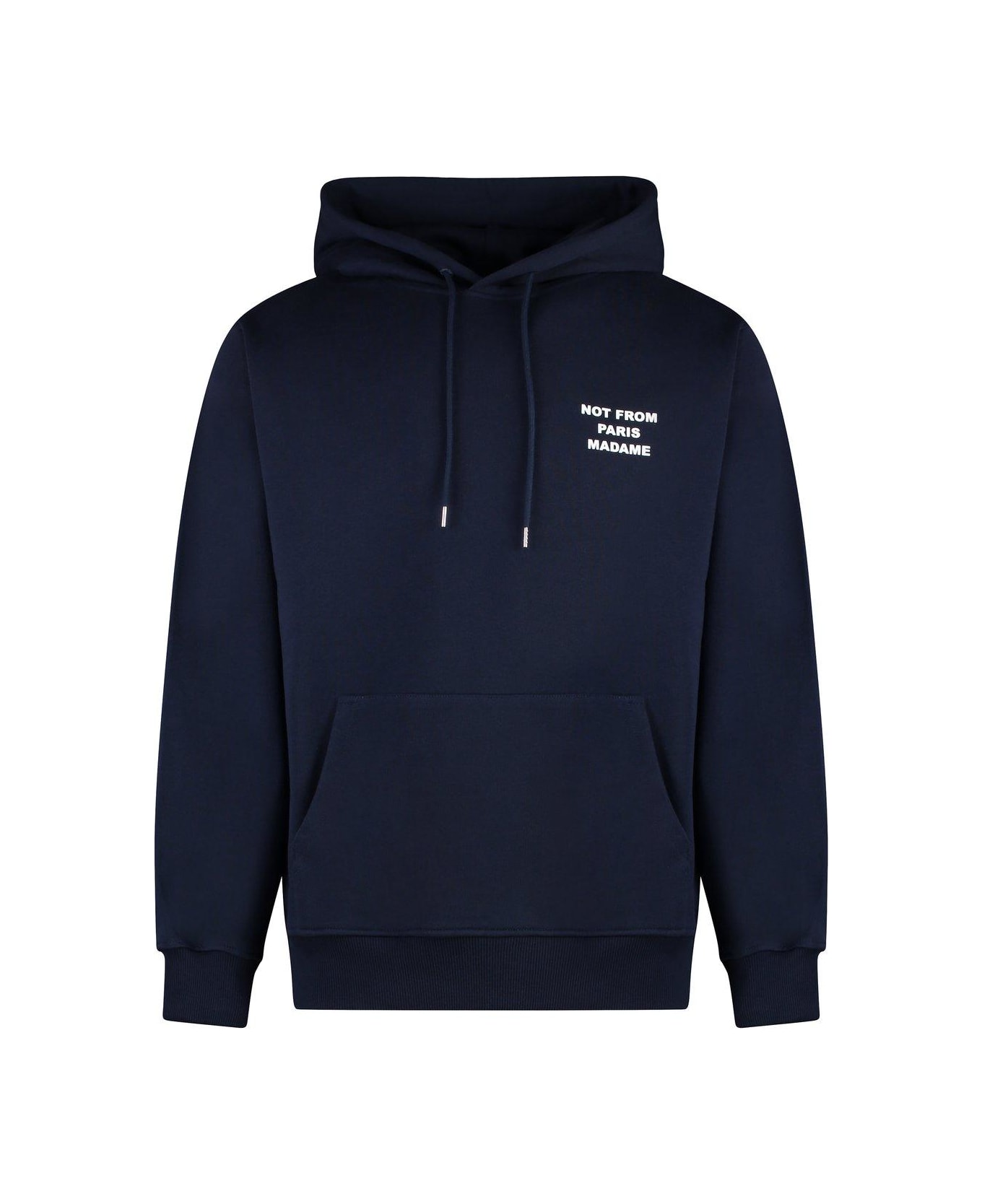 Drôle de Monsieur Slogan-printed Drawstring Hoodie - Blue