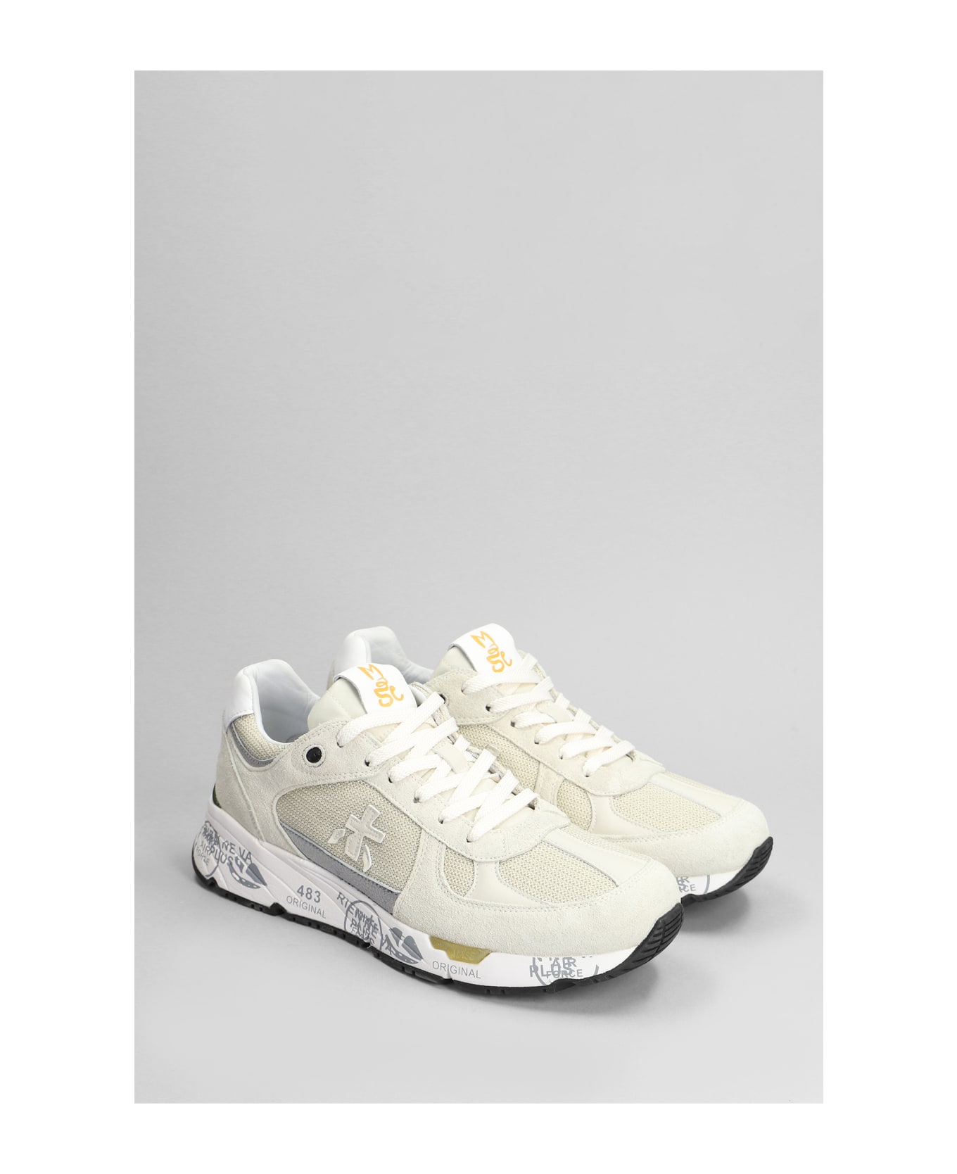 Premiata Mase Sneakers In Beige Suede And Fabric - Beige