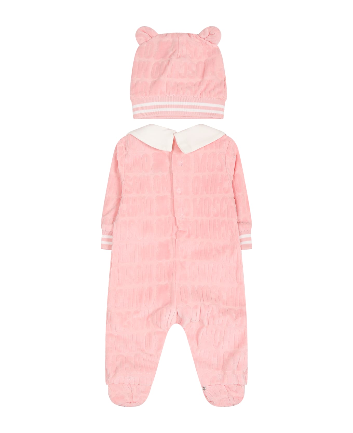 Moschino Pink Set For Baby Girl With Logo - Pink