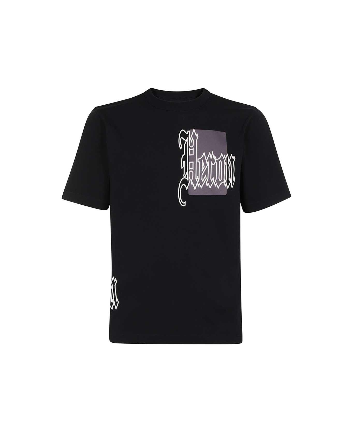 HERON PRESTON Printed Cotton T-shirt - black シャツ