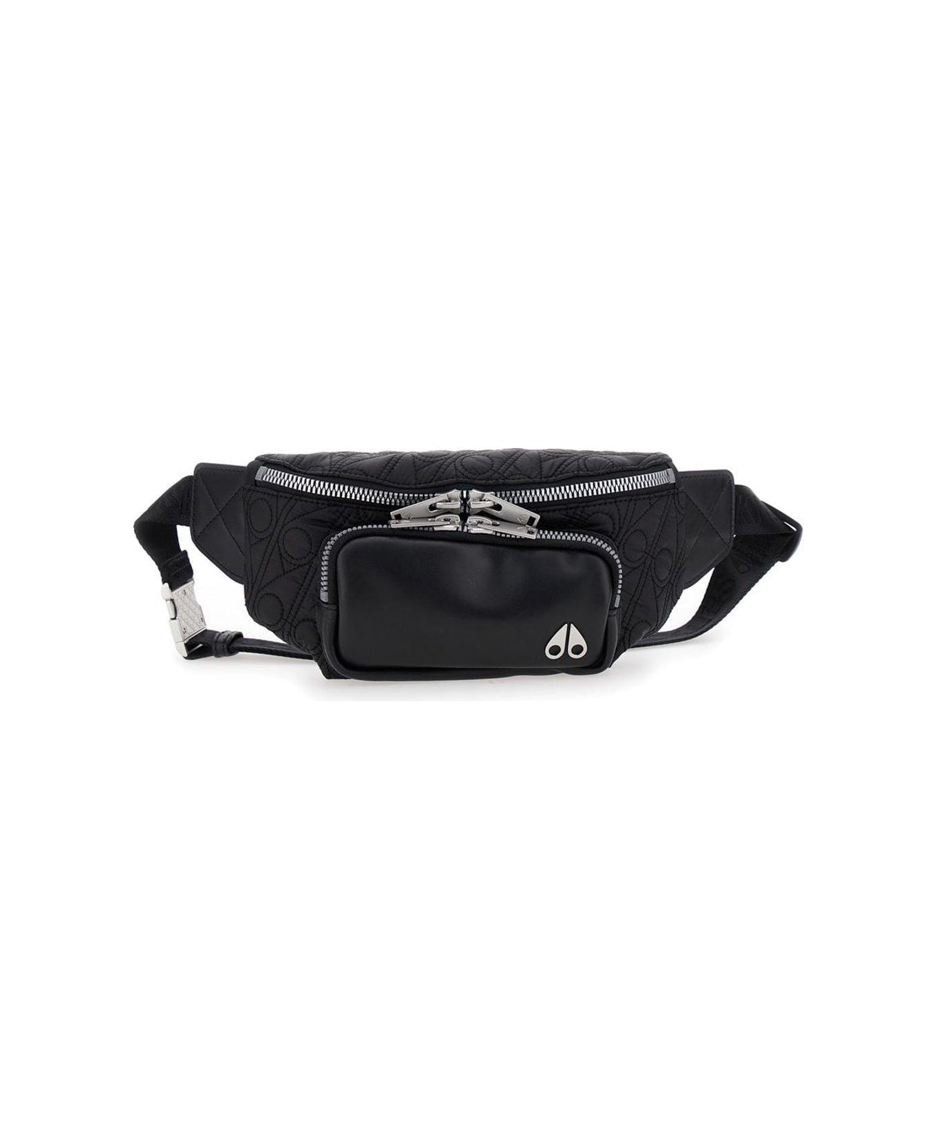 Moose Knuckles Logo Monogram Waist Bag - BLACK