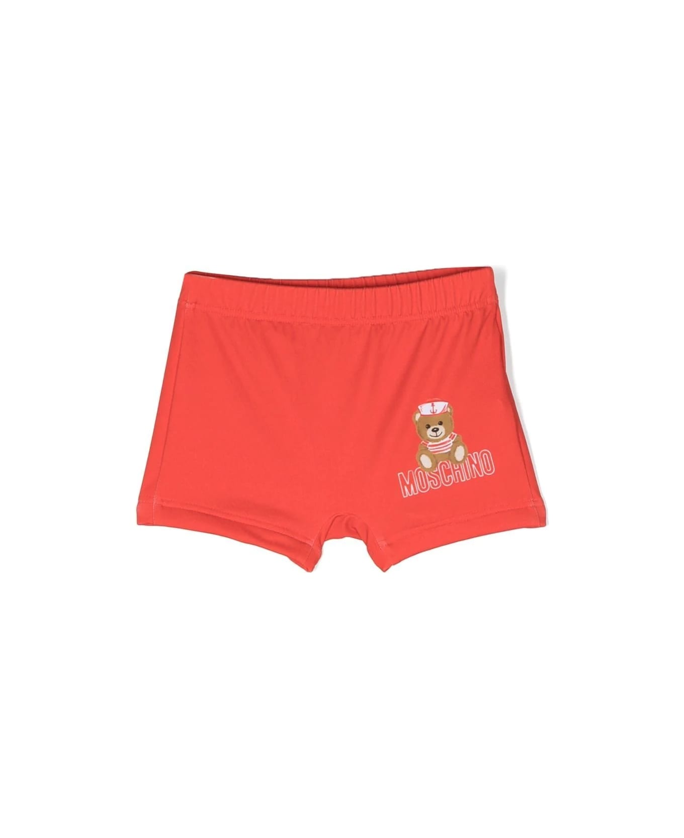 Moschino Logo Print Swim Shorts - Red