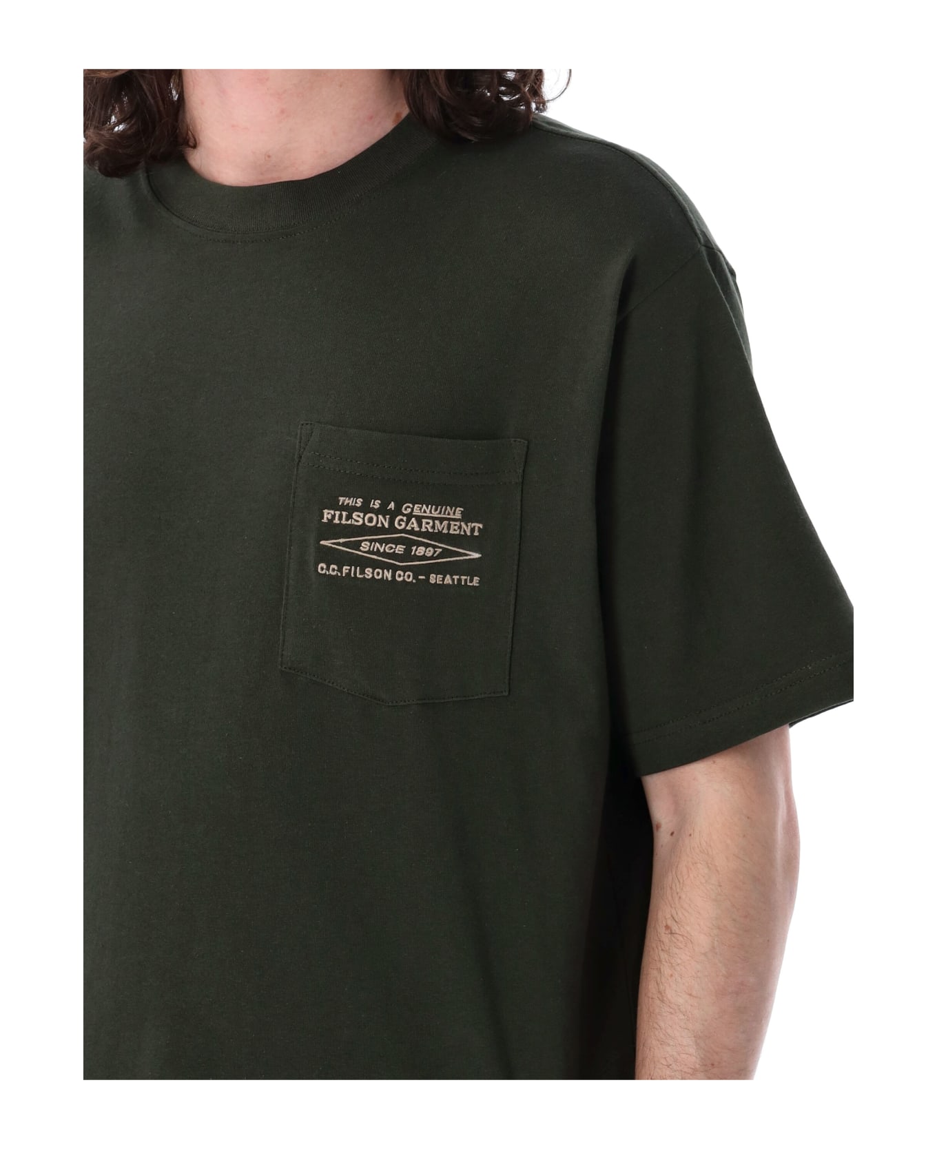 Filson Embroidered Pocket T-shirt - DK GREEN シャツ