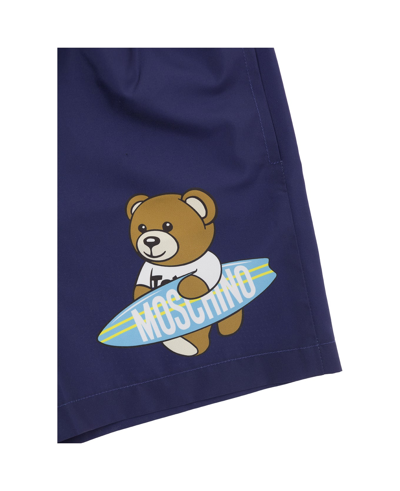 Moschino Blue Swimsuit With Teddy Bear Logo Application In Technical Fabric Boy - Blu