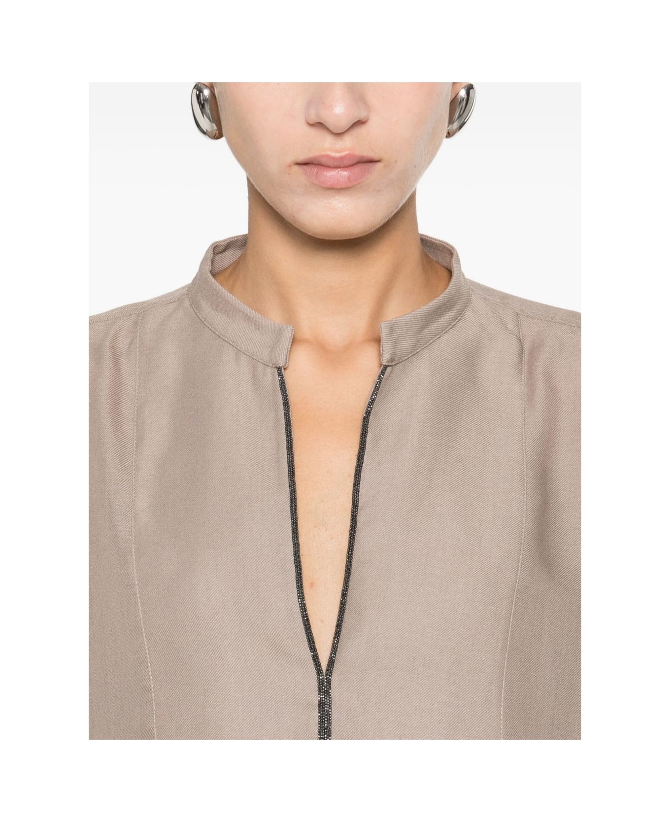 Brunello Cucinelli V-necked Blouse - Camel