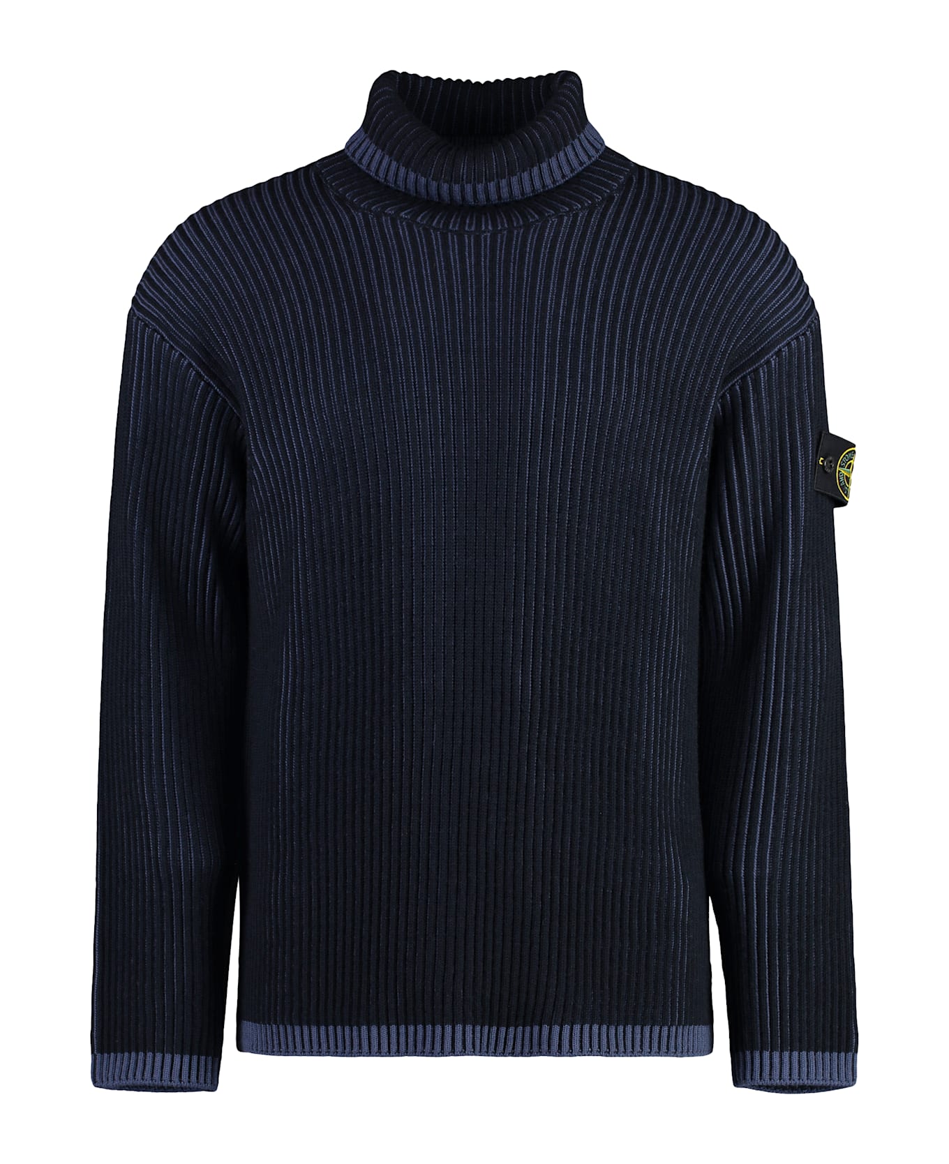 Stone Island Virgin Wool Turtleneck Sweater - blue