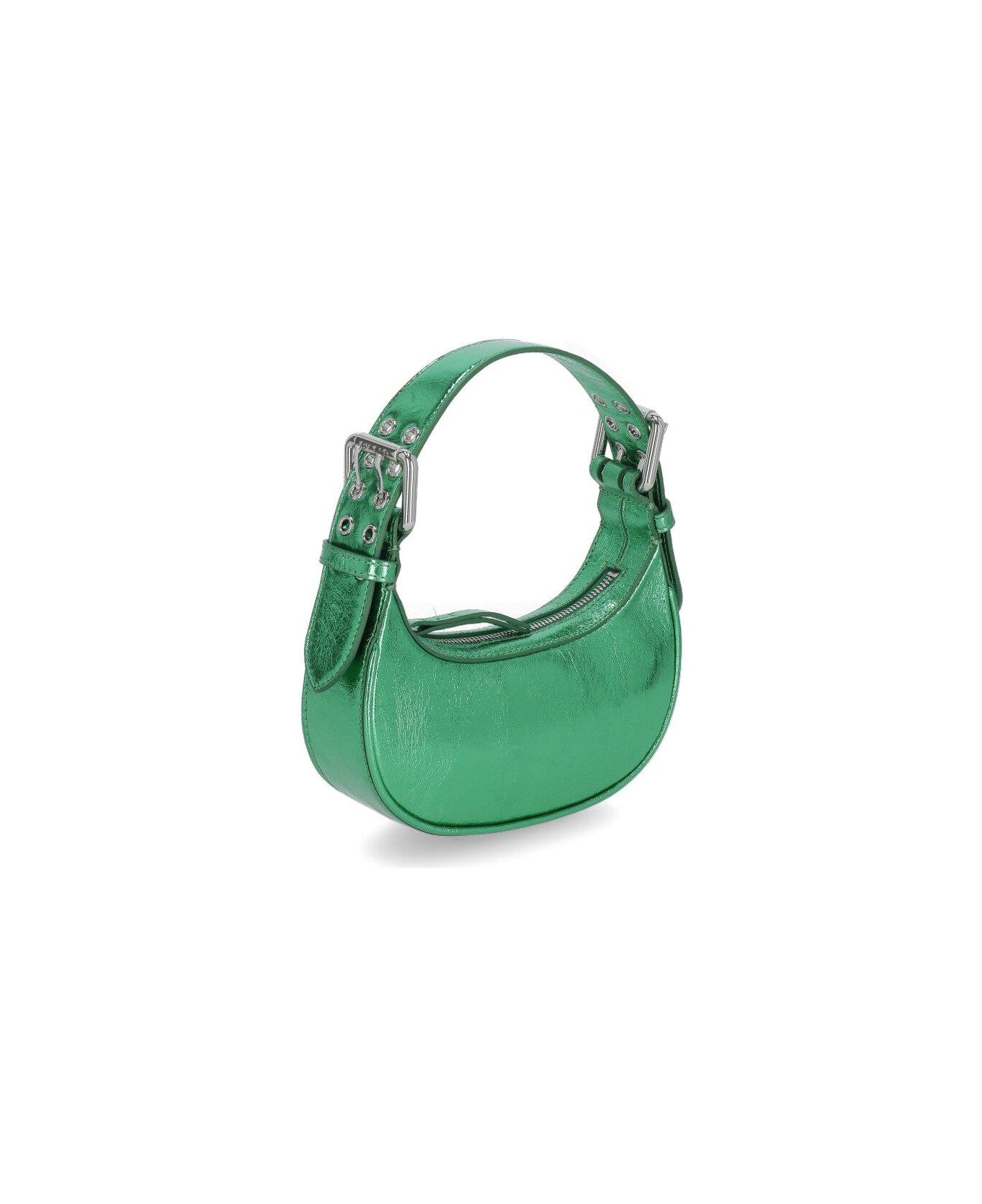 BY FAR Metallic Zipped Shoulder Bag - Green