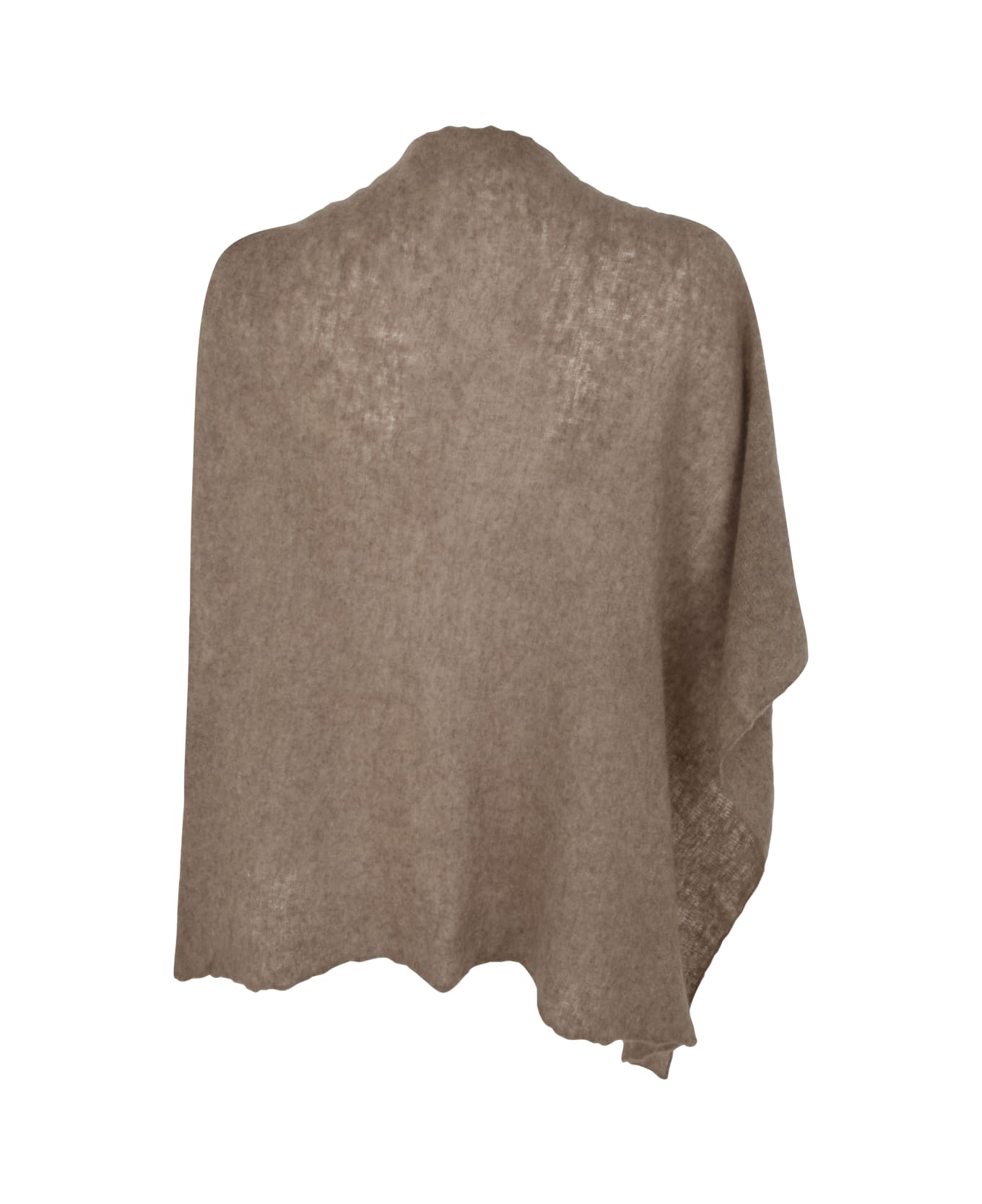Mirror in the Sky Open Knitted Poncho Melange - Light Coffee