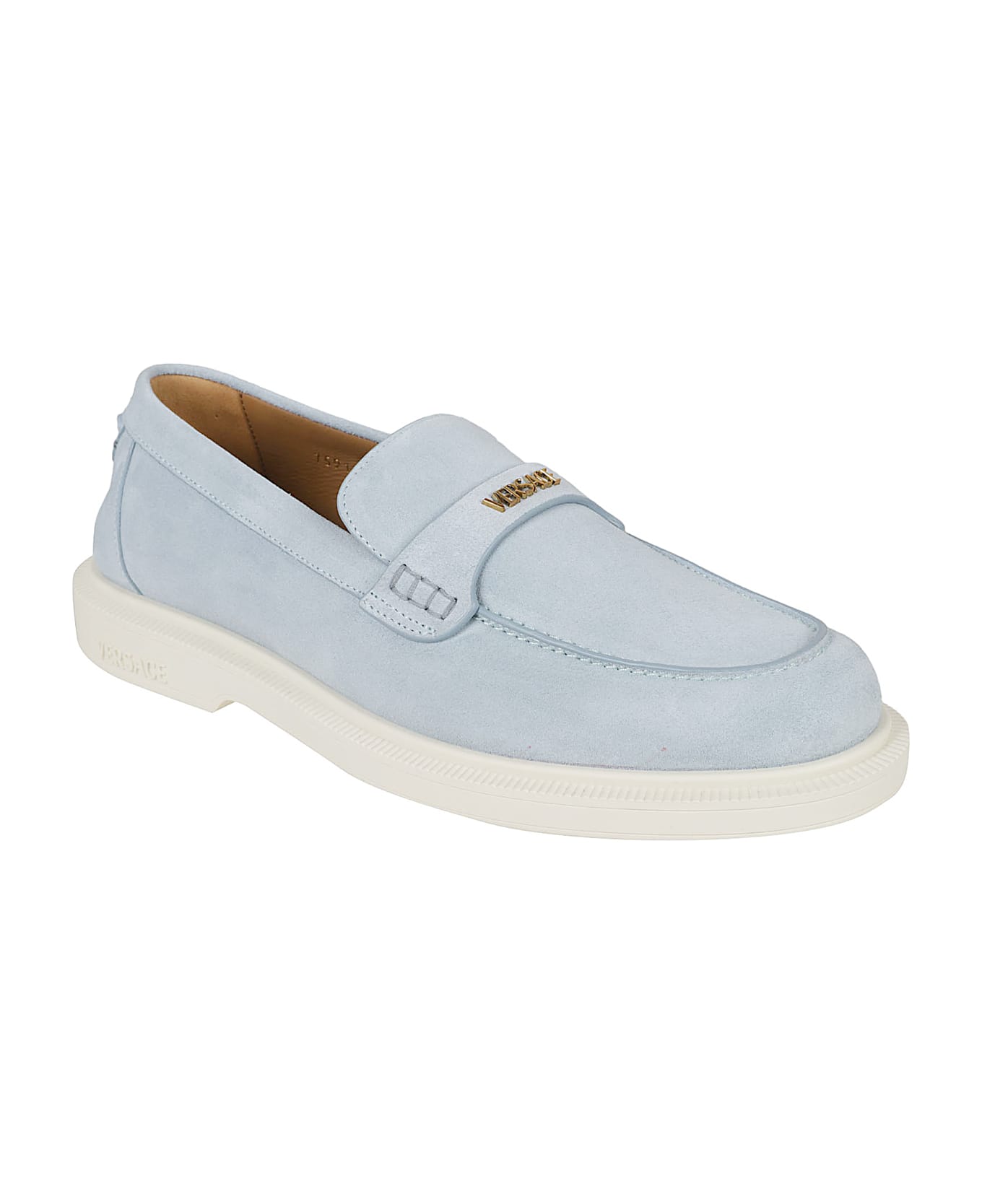 Versace Logo Detail Loafers - Blue Hydrangea