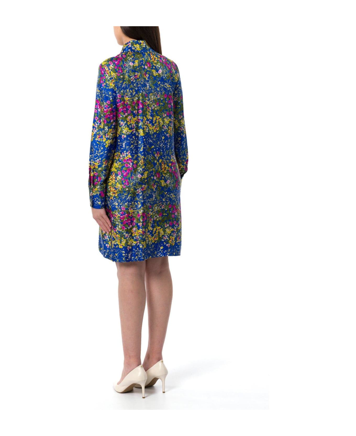 Max Mara Studio Floral Patterned Long-sleeved Dress - Multicolor